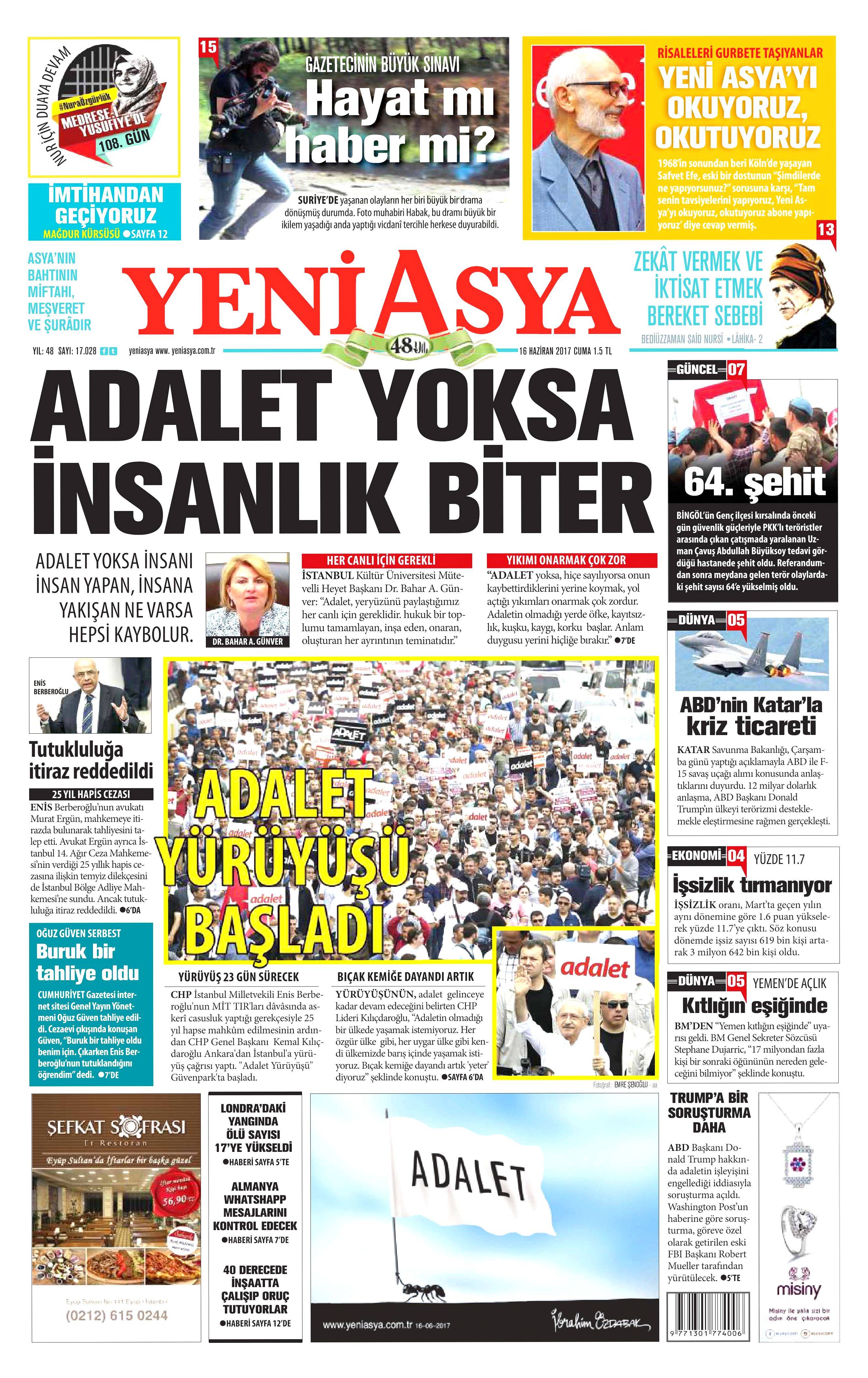 16 Haziran 2017 Cuma gazete manşetleri - 24