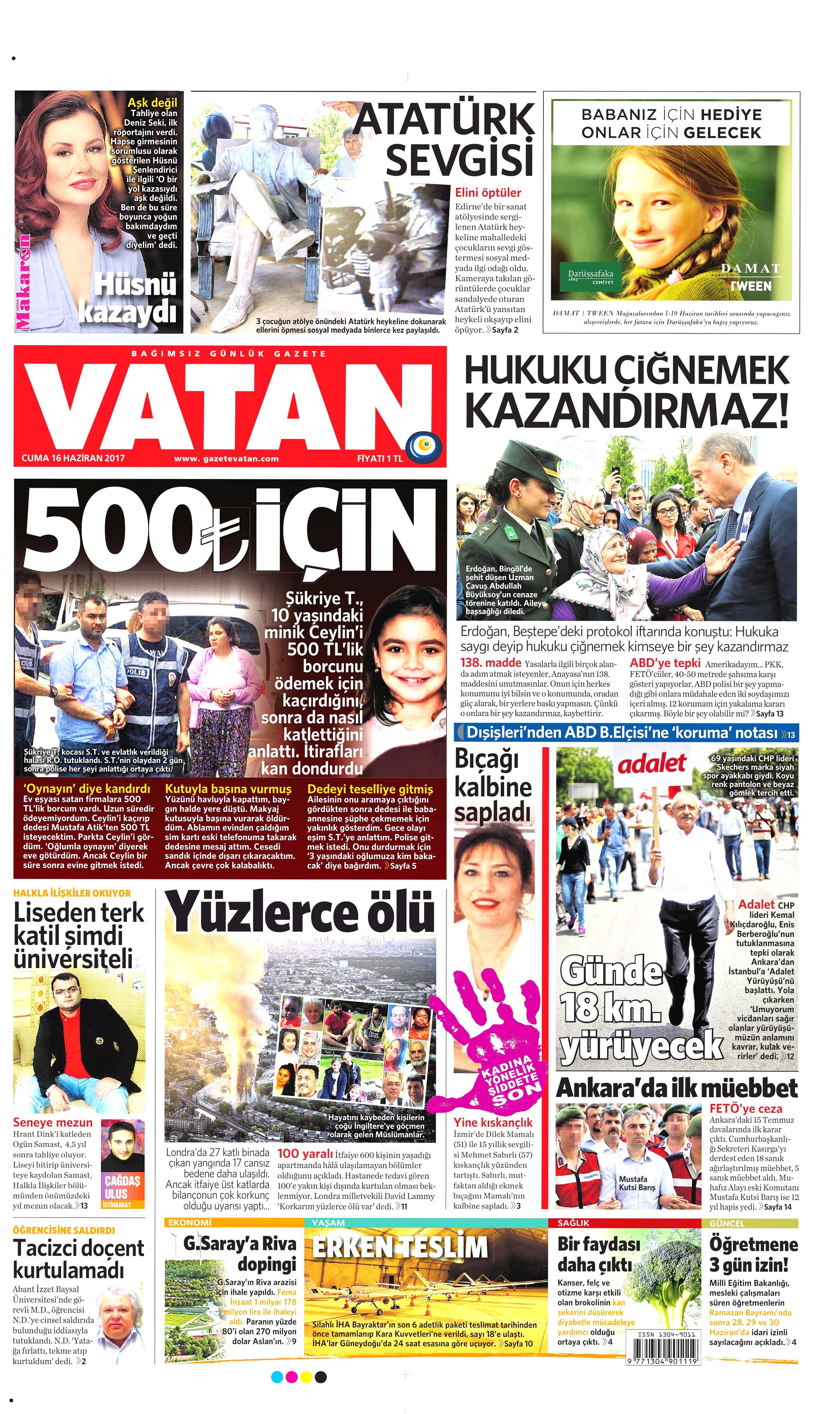 16 Haziran 2017 Cuma gazete manşetleri - 23