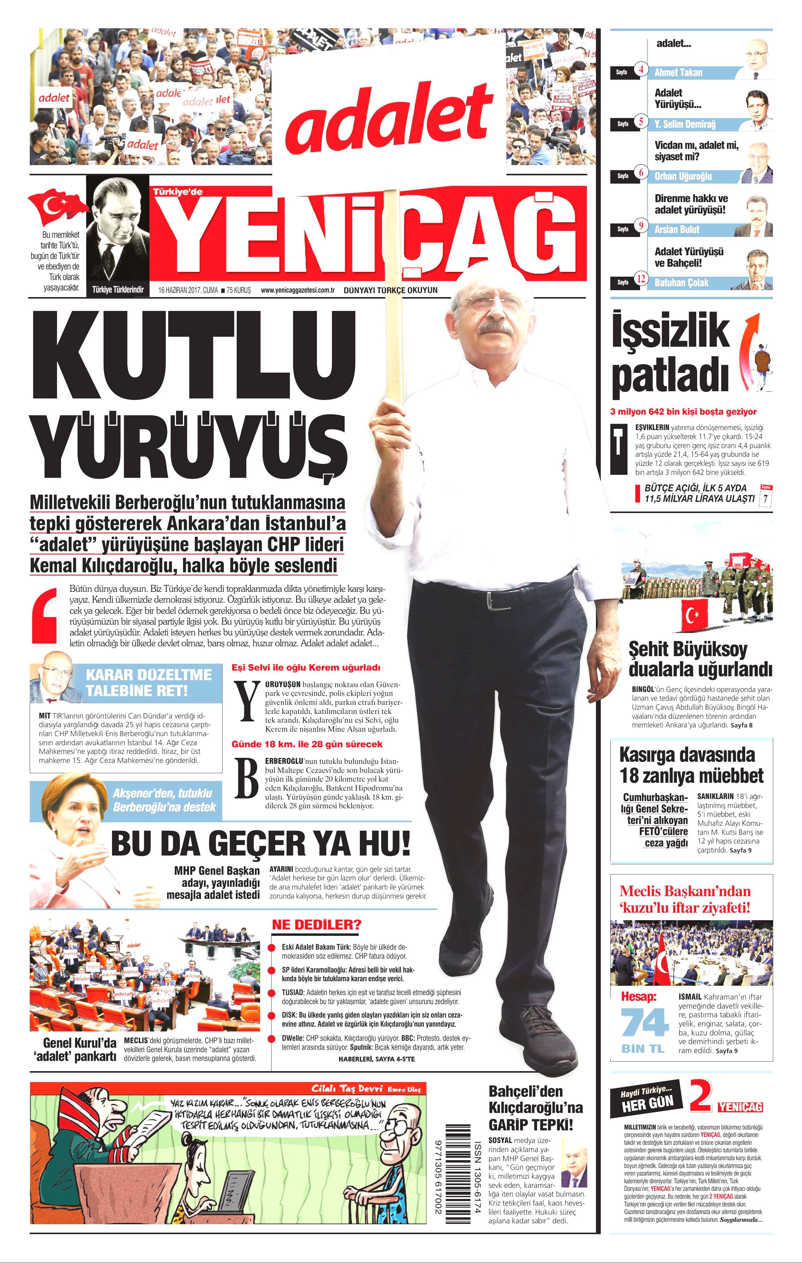 16 Haziran 2017 Cuma gazete manşetleri - 26