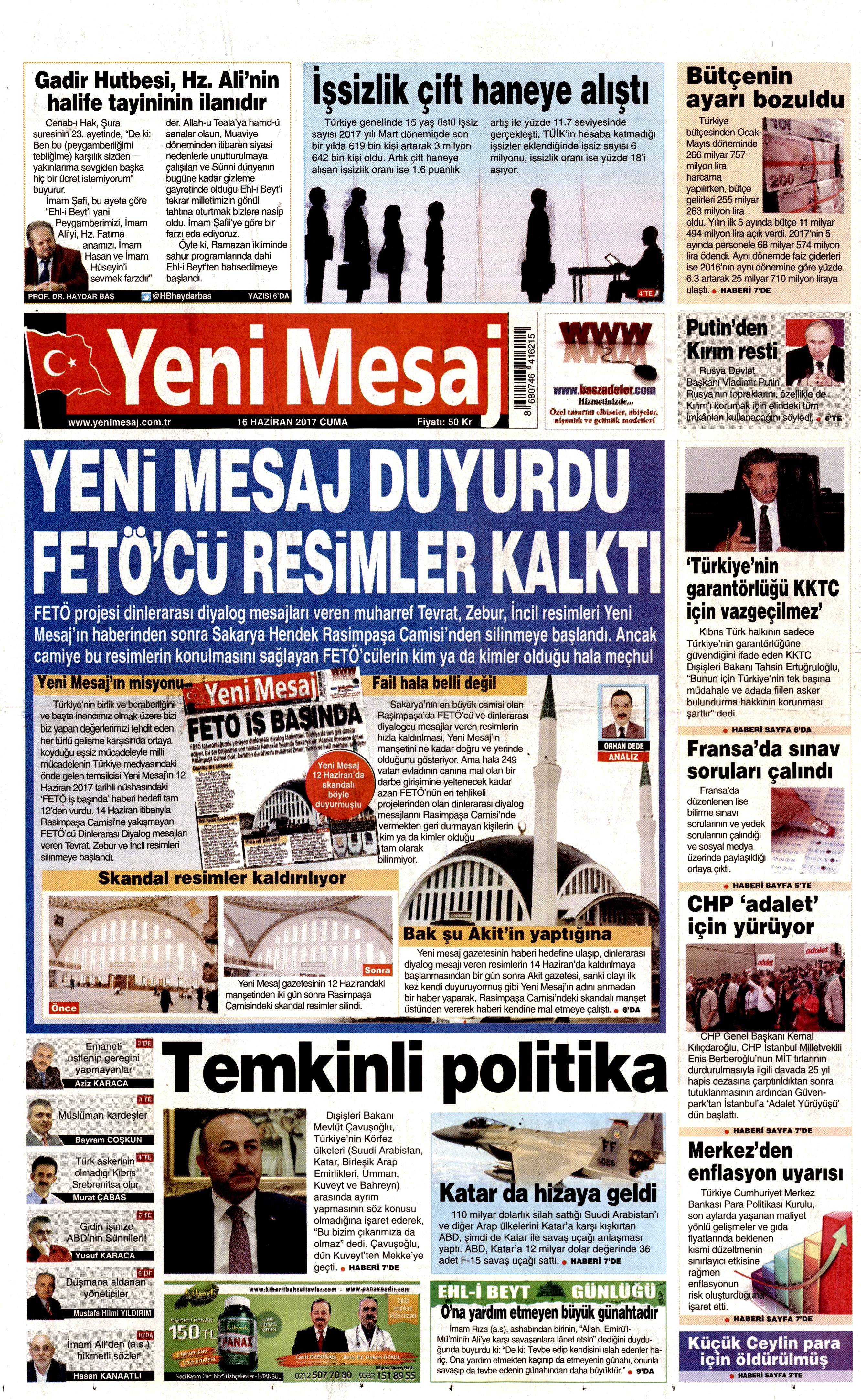 16 Haziran 2017 Cuma gazete manşetleri - 27