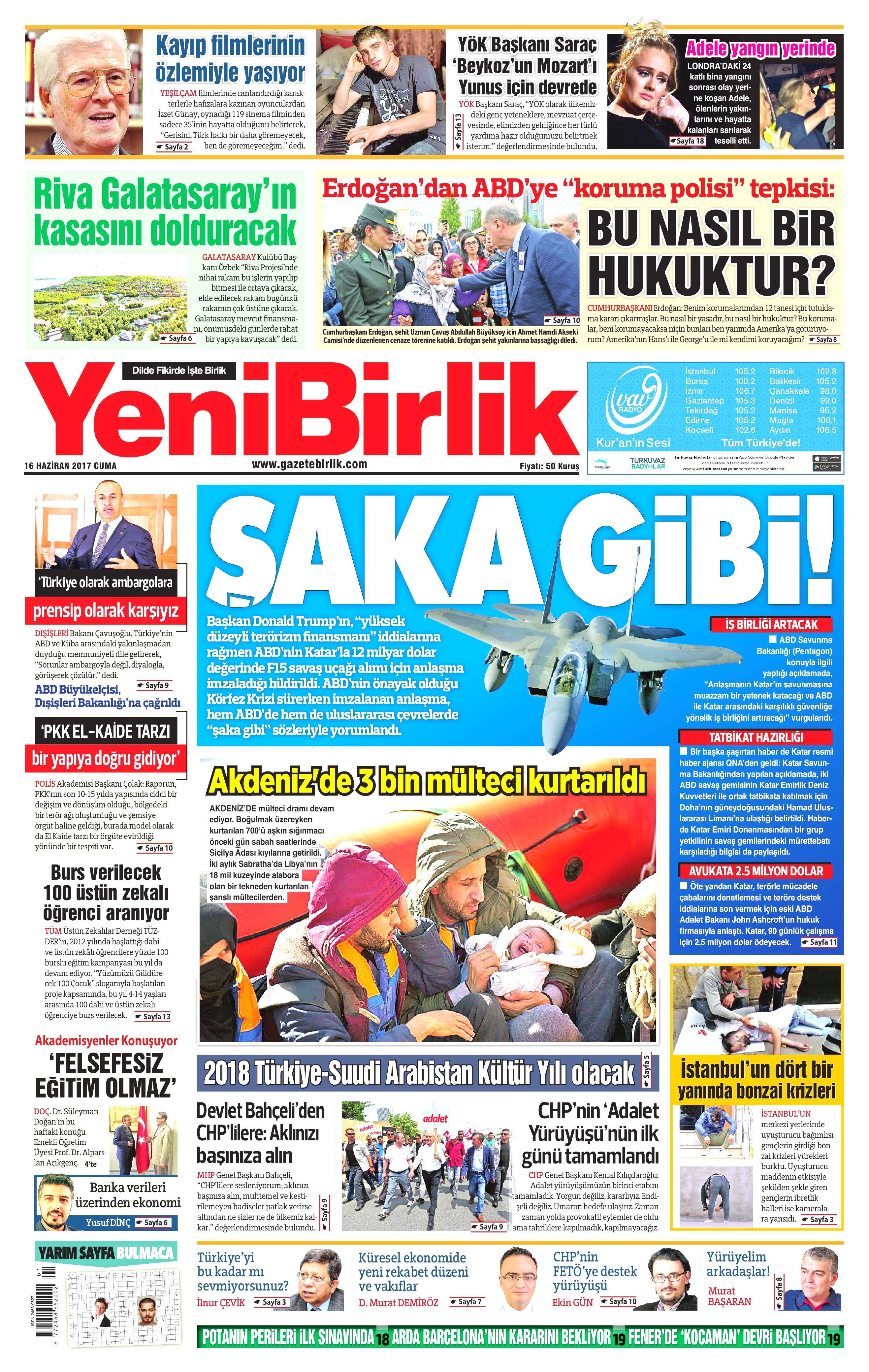 16 Haziran 2017 Cuma gazete manşetleri - 25
