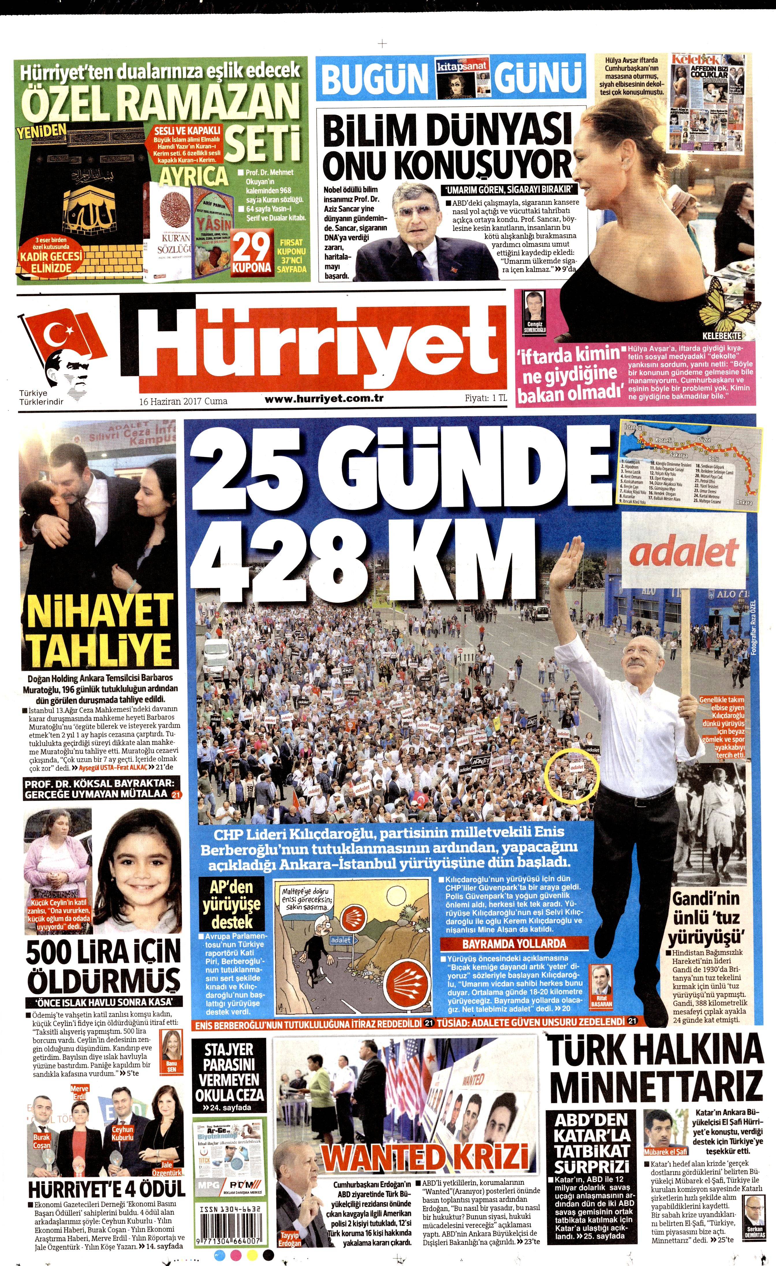 16 Haziran 2017 Cuma gazete manşetleri - 10