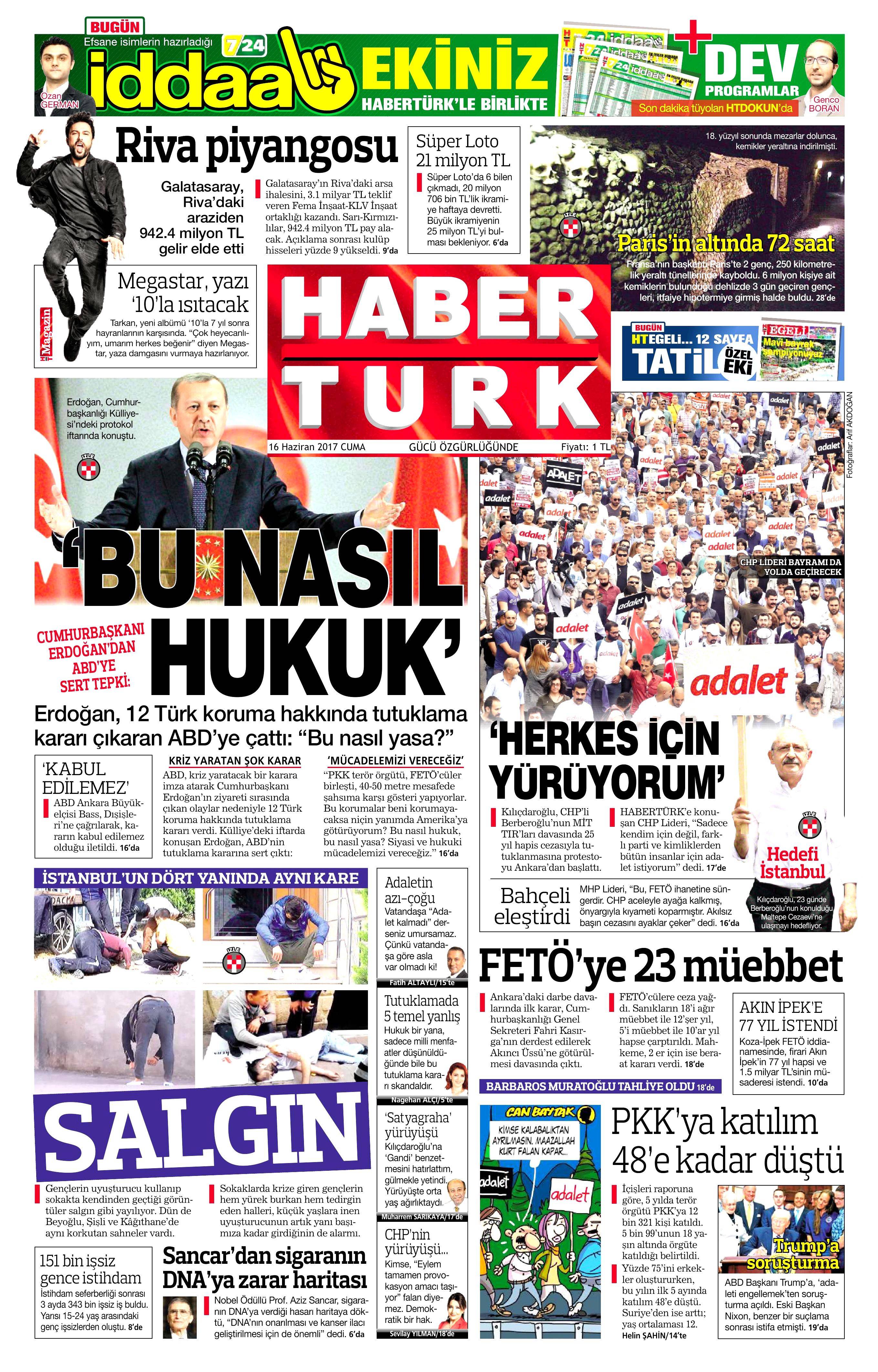 16 Haziran 2017 Cuma gazete manşetleri - 9