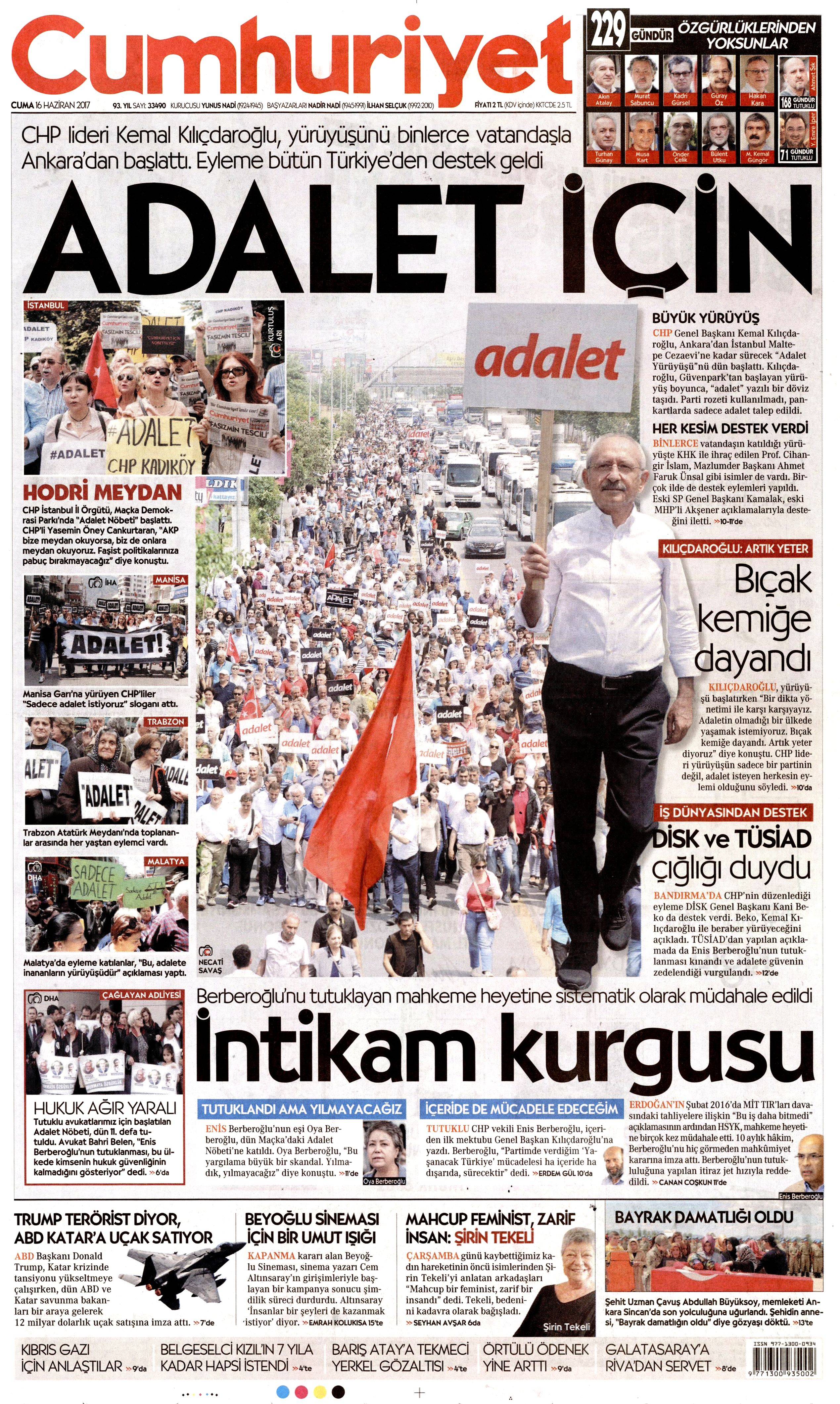 16 Haziran 2017 Cuma gazete manşetleri - 5