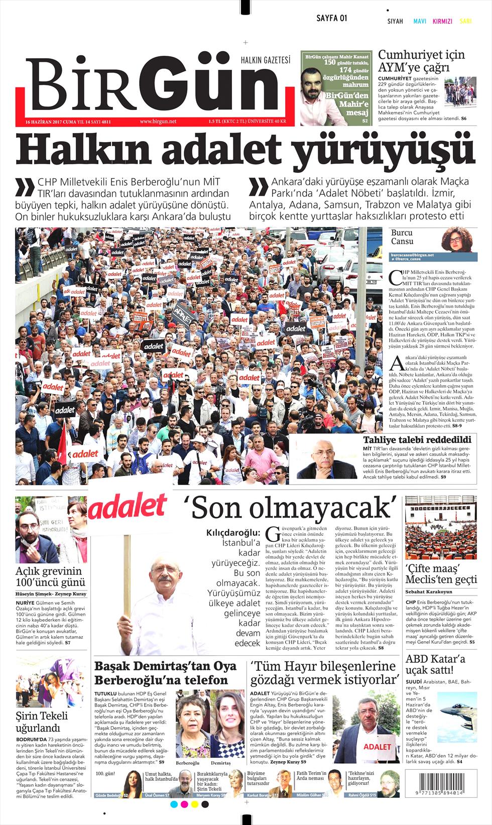 16 Haziran 2017 Cuma gazete manşetleri - 4