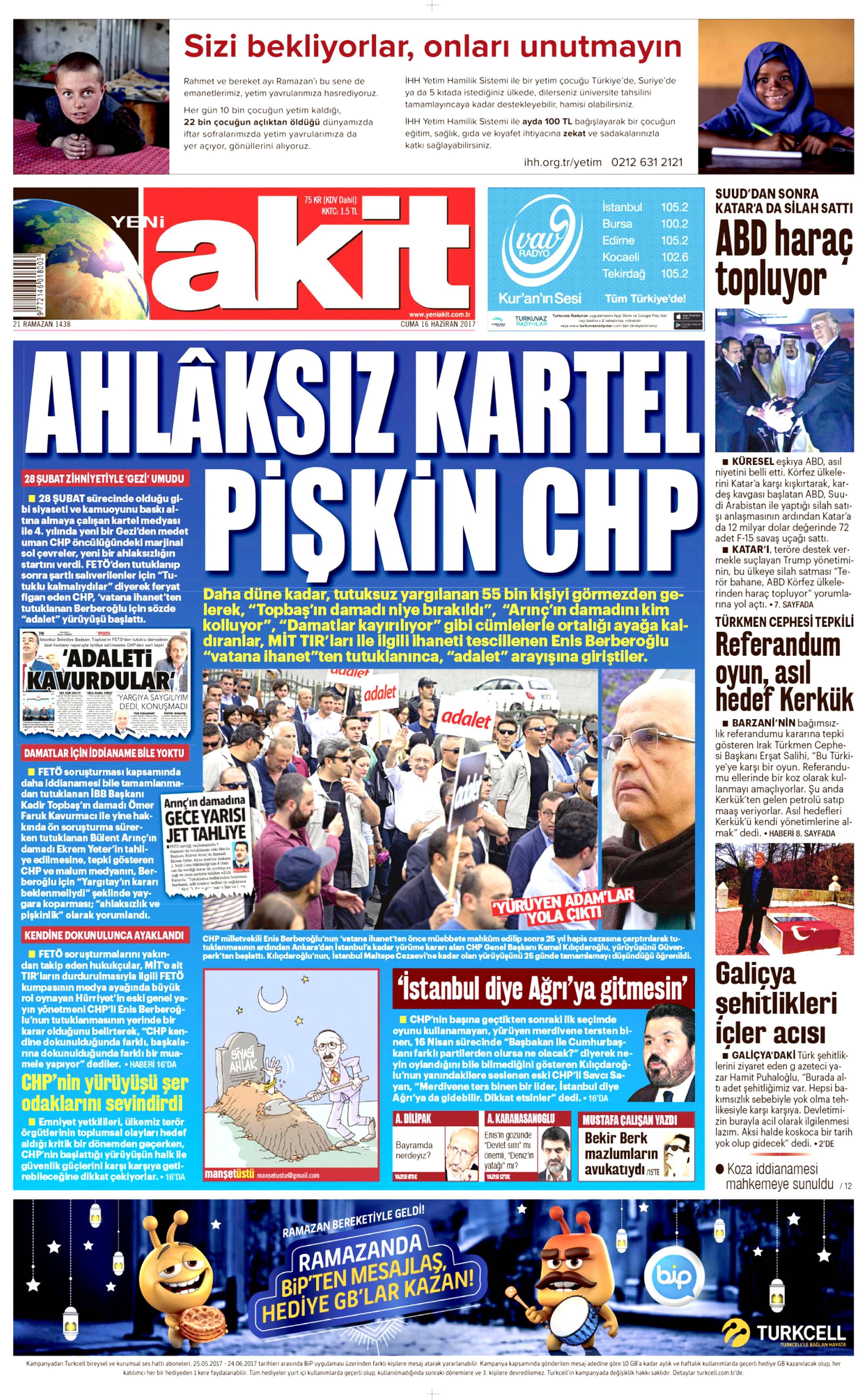 16 Haziran 2017 Cuma gazete manşetleri - 2