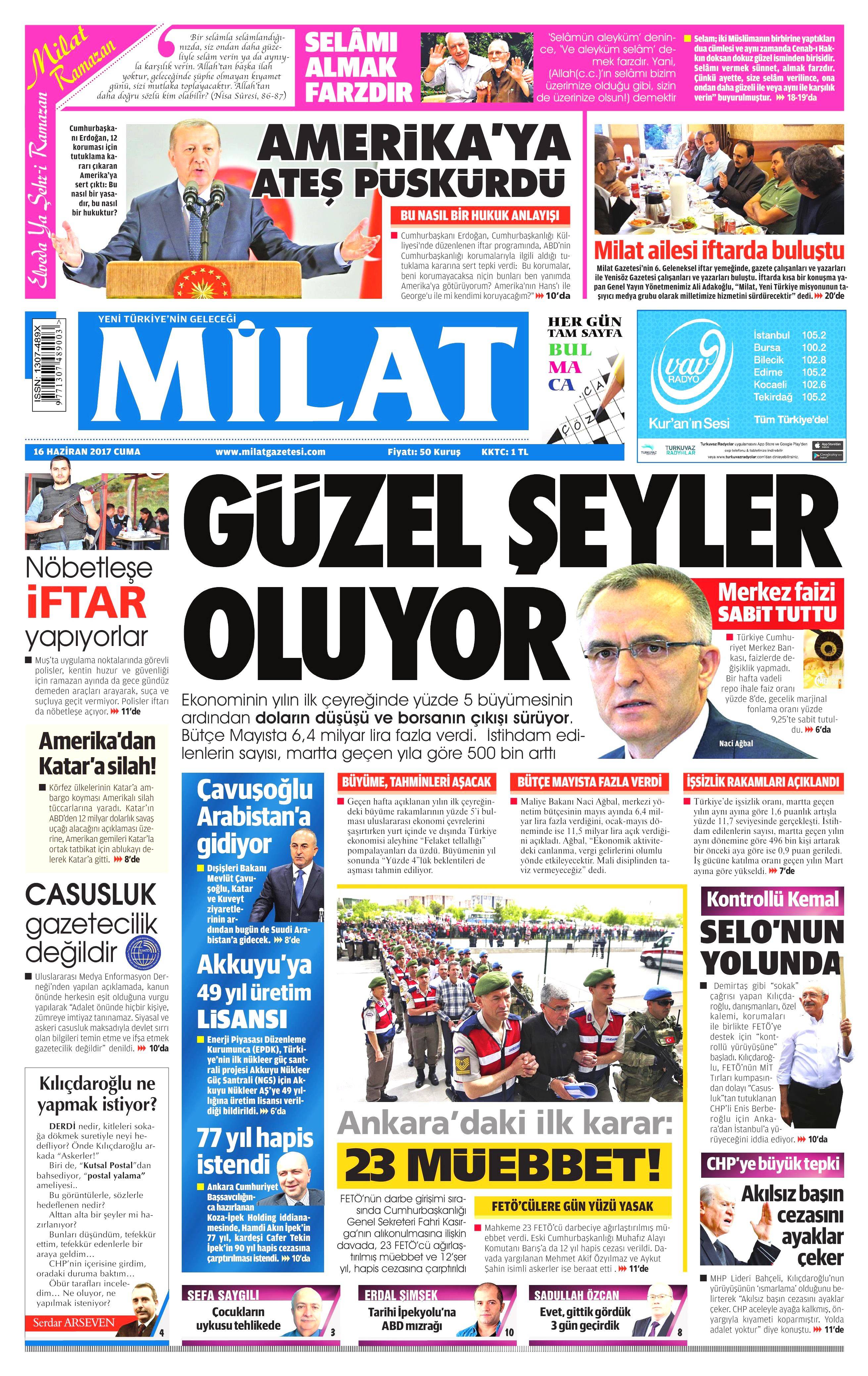 16 Haziran 2017 Cuma gazete manşetleri - 13