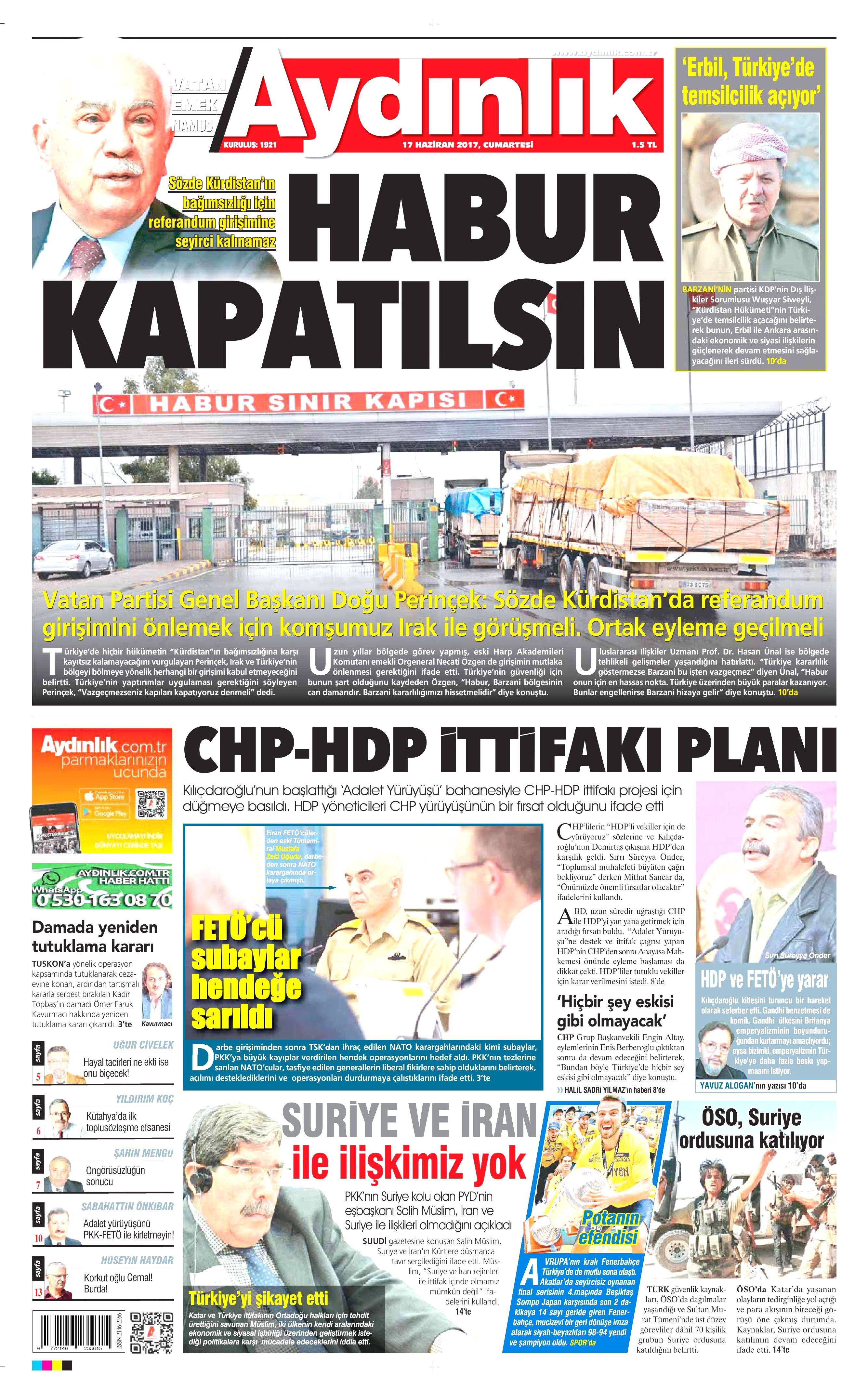 17 Haziran 2017 Cumartesi gazete manşetleri - 3