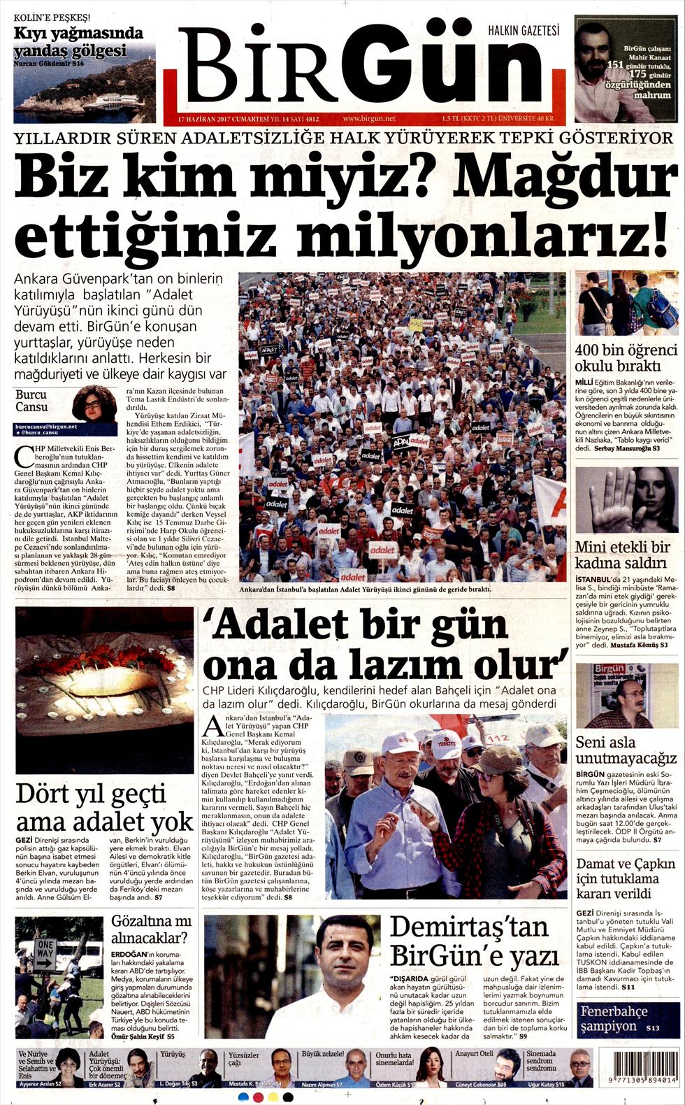 17 Haziran 2017 Cumartesi gazete manşetleri - 4