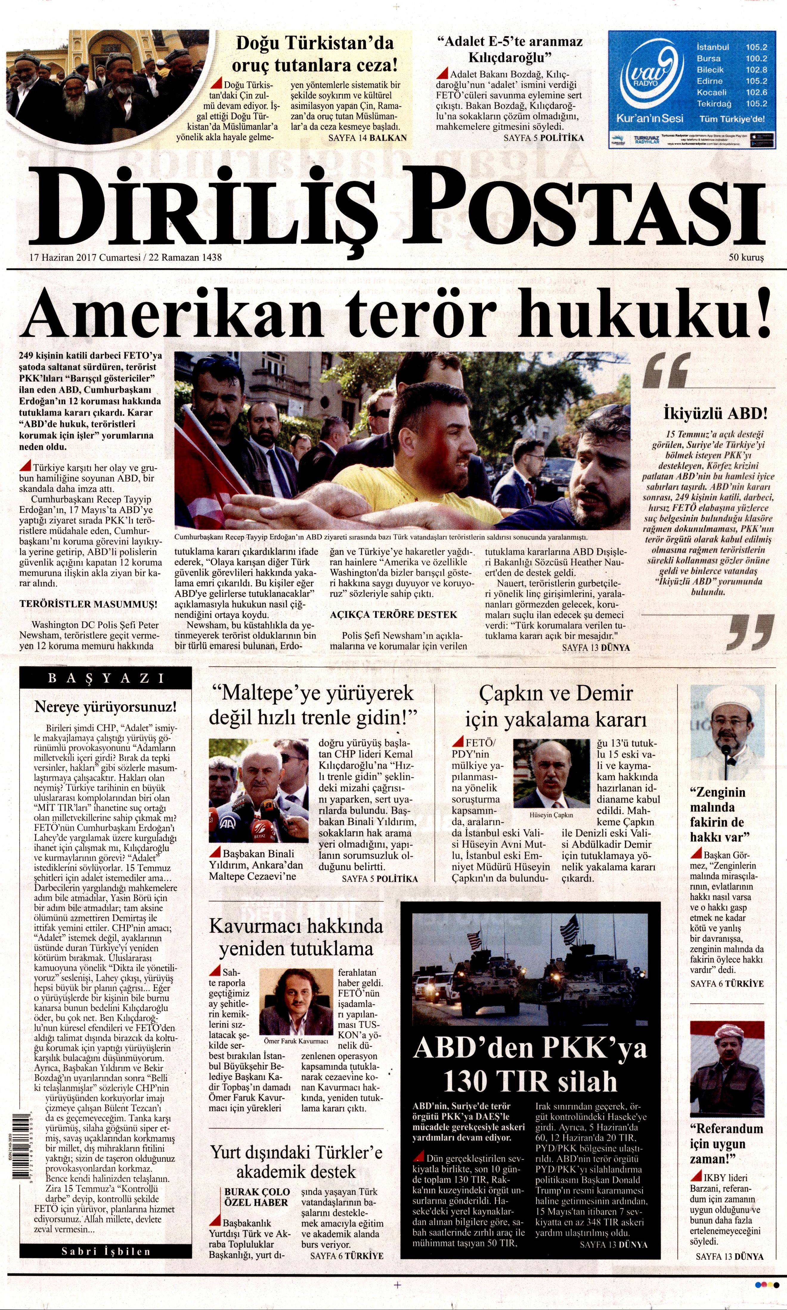 17 Haziran 2017 Cumartesi gazete manşetleri - 6