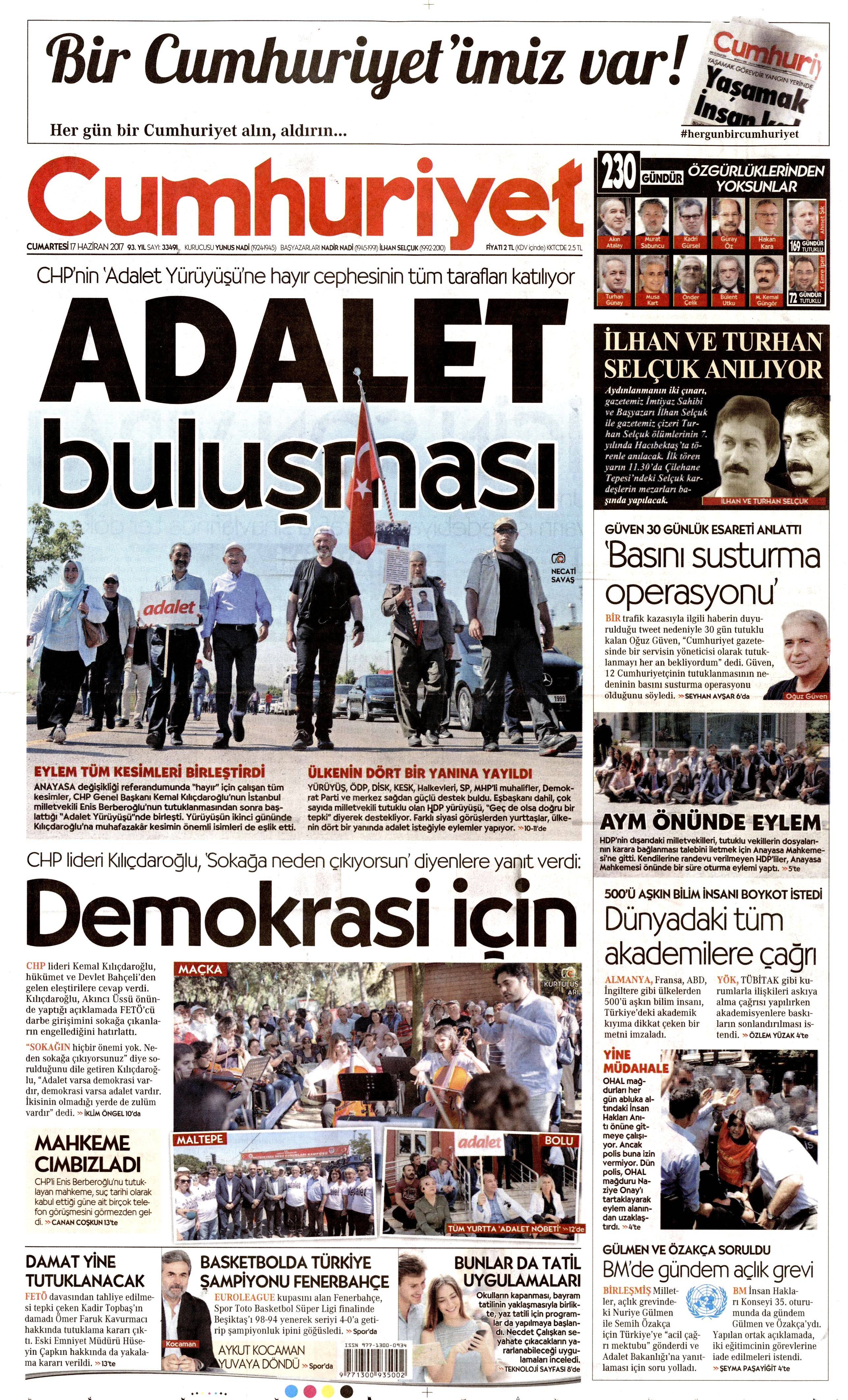 17 Haziran 2017 Cumartesi gazete manşetleri - 5