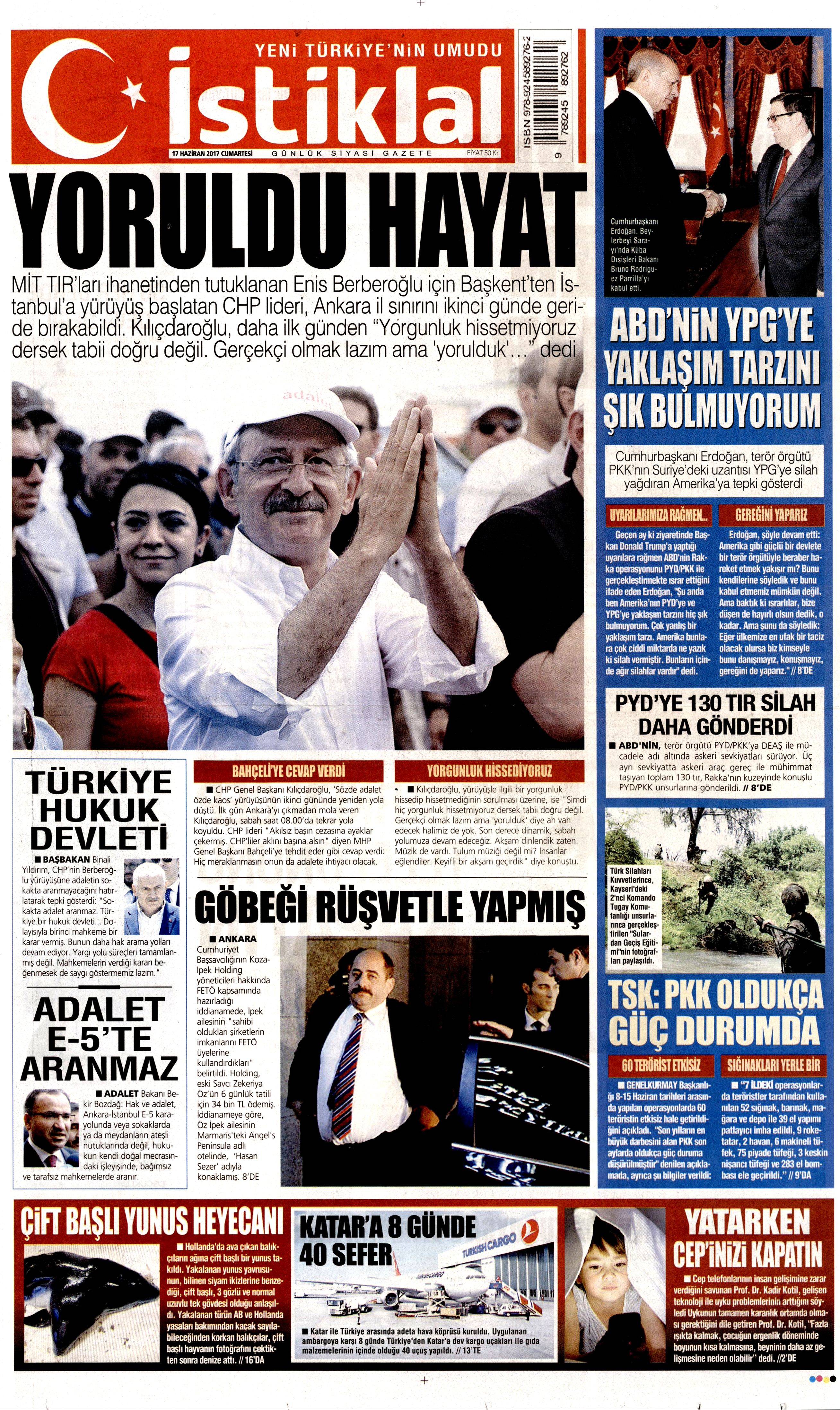 17 Haziran 2017 Cumartesi gazete manşetleri - 11