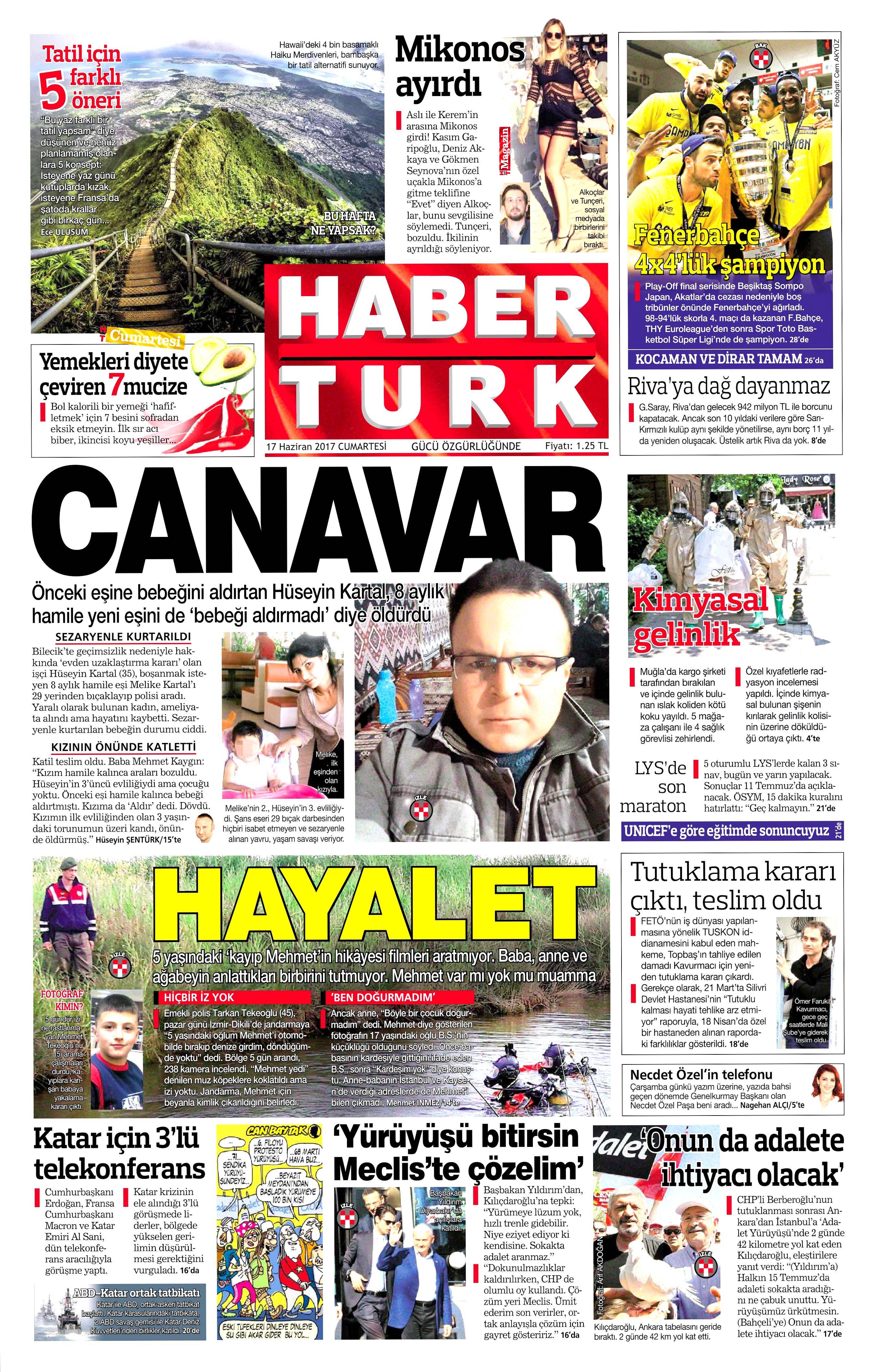 17 Haziran 2017 Cumartesi gazete manşetleri - 9
