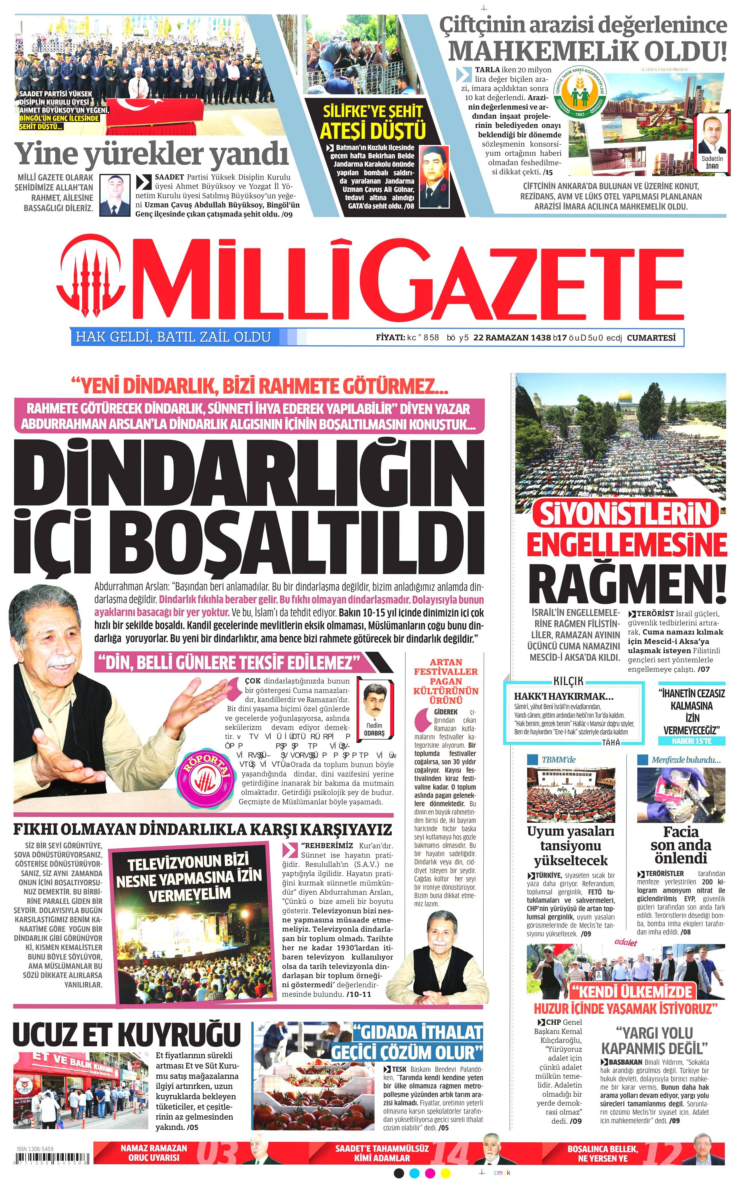 17 Haziran 2017 Cumartesi gazete manşetleri - 14