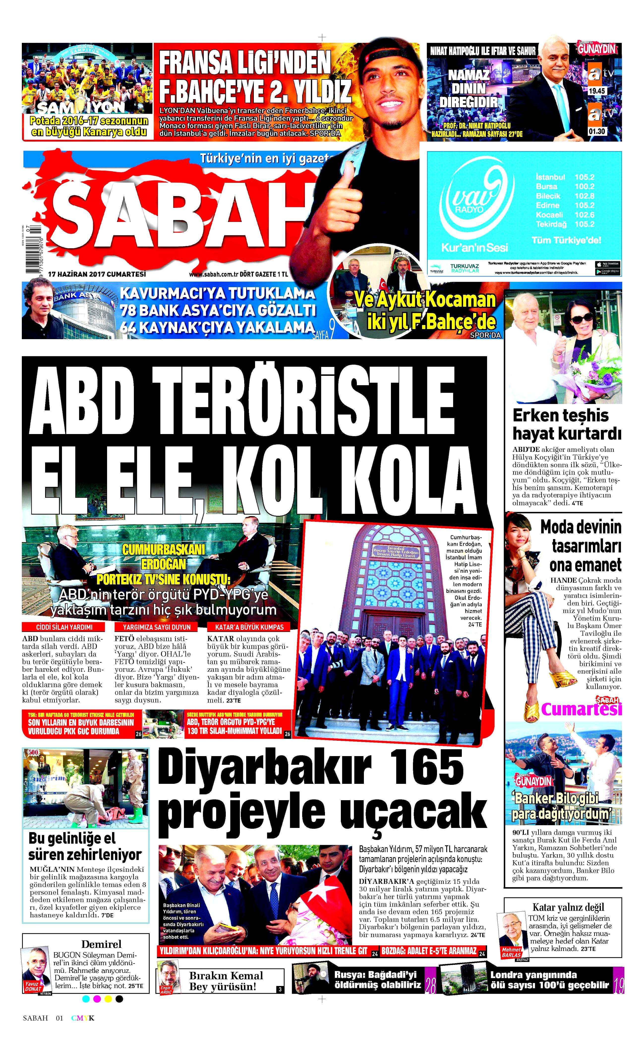 17 Haziran 2017 Cumartesi gazete manşetleri - 17