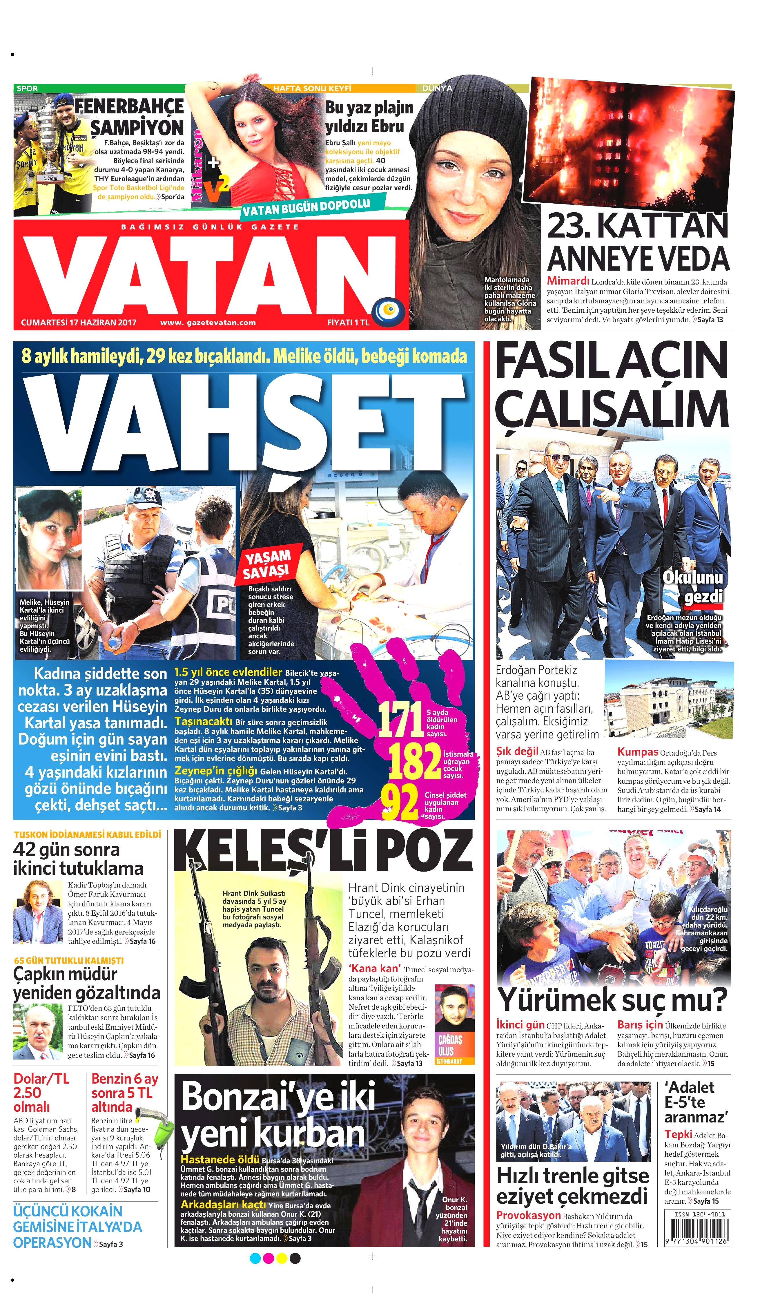 17 Haziran 2017 Cumartesi gazete manşetleri - 22