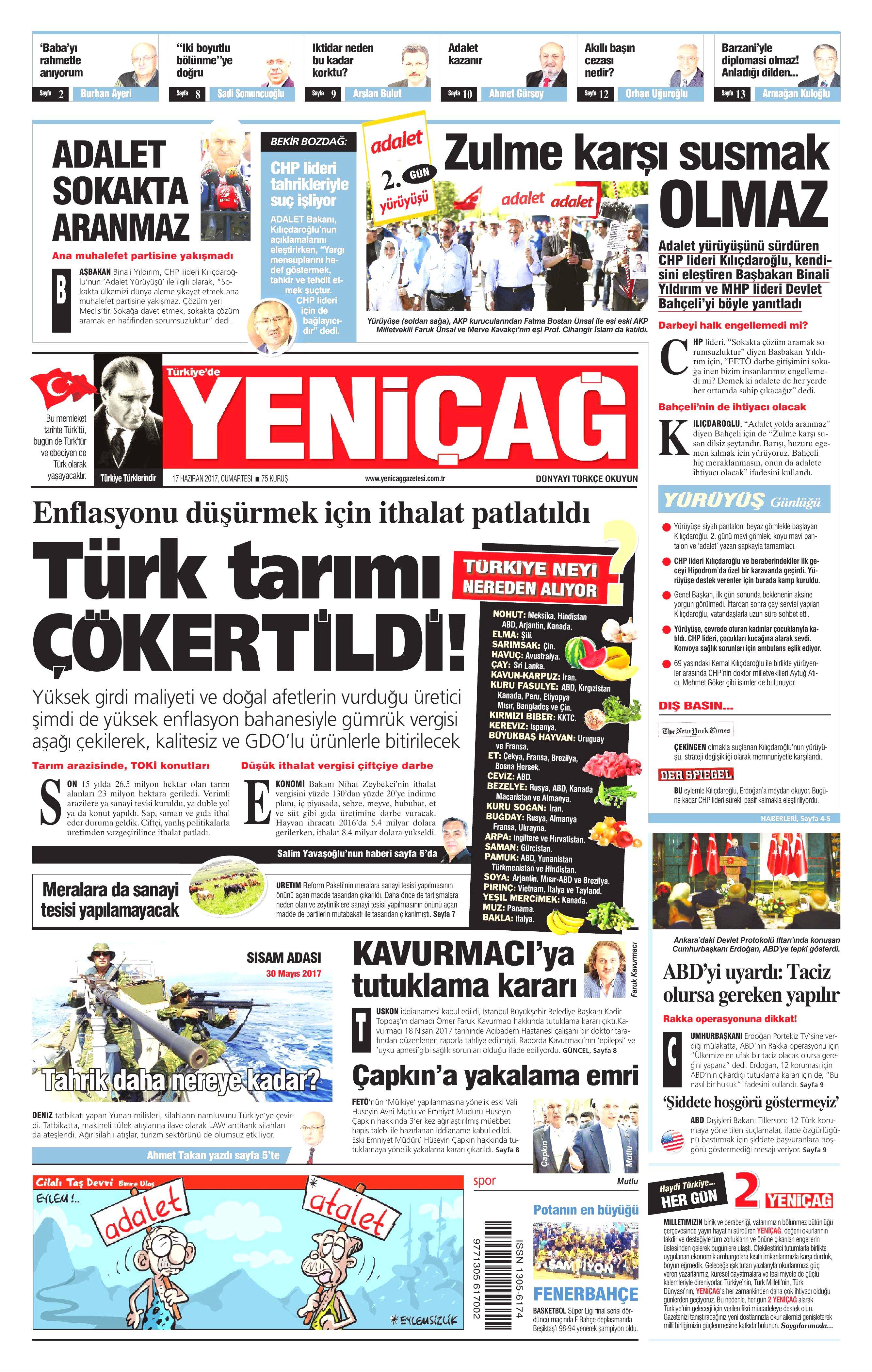 17 Haziran 2017 Cumartesi gazete manşetleri - 25