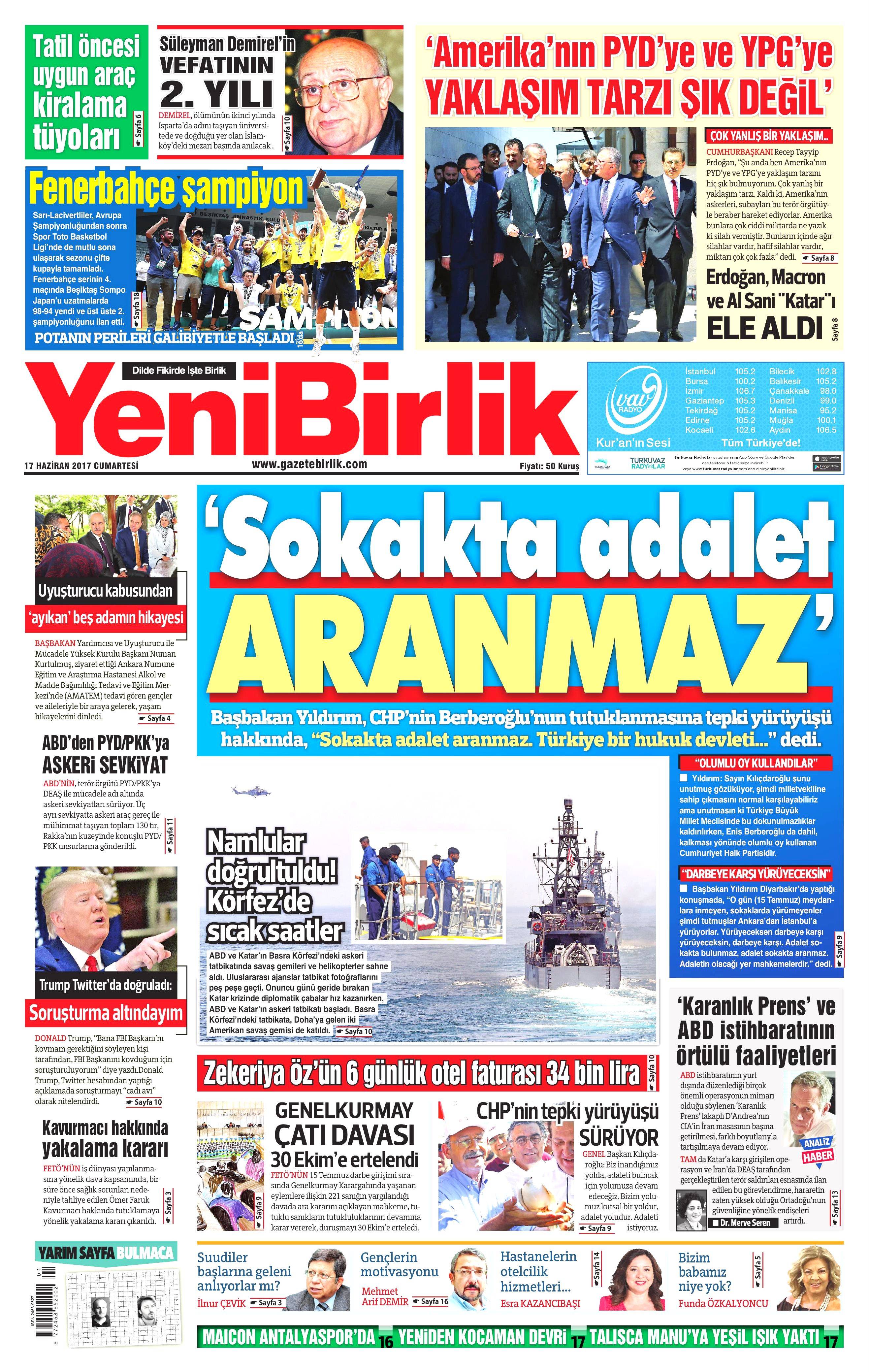 17 Haziran 2017 Cumartesi gazete manşetleri - 24
