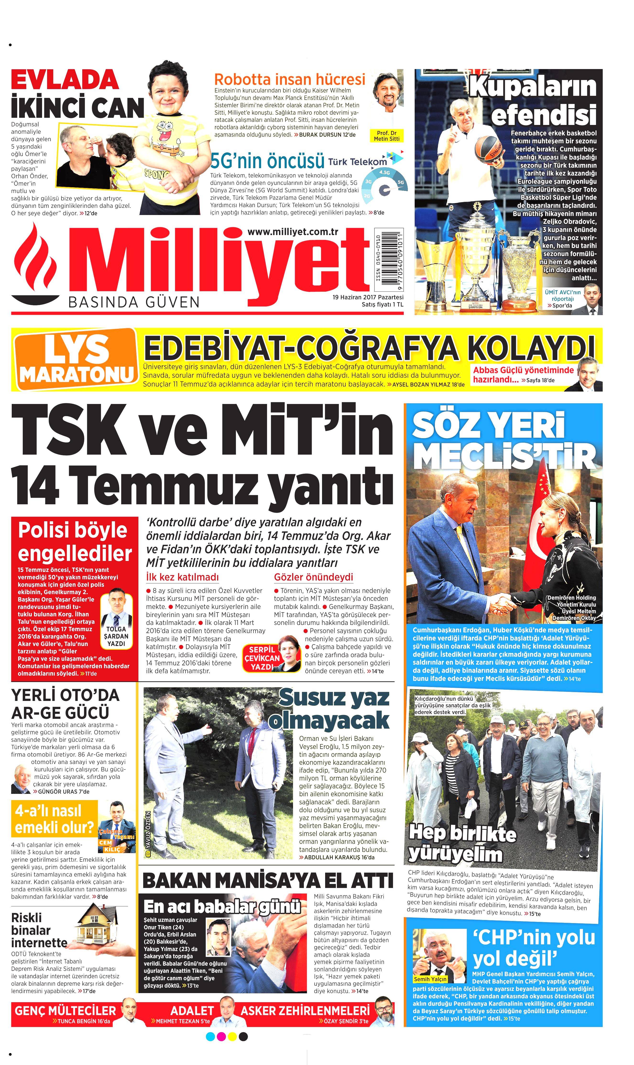 19 Haziran 2017 Pazartesi gazete manşetleri - 15