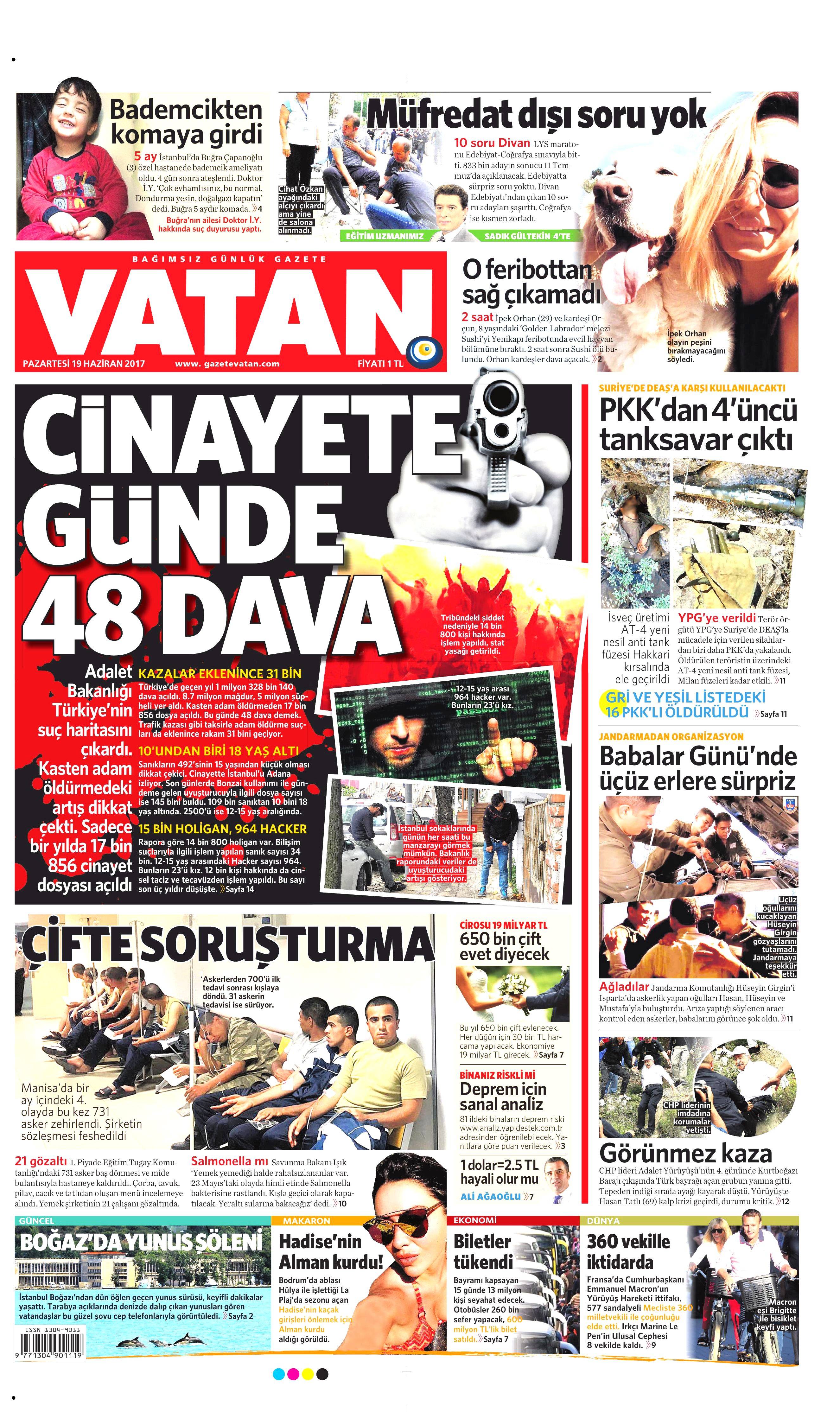 19 Haziran 2017 Pazartesi gazete manşetleri - 23