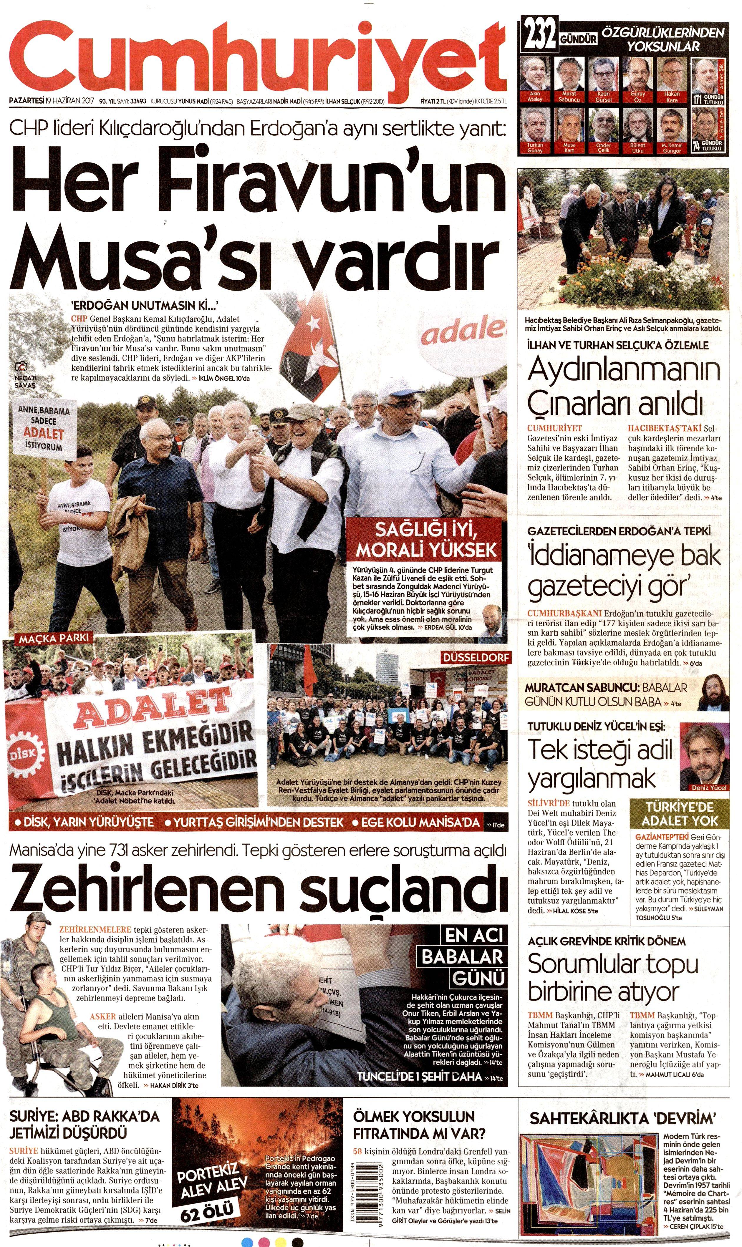 19 Haziran 2017 Pazartesi gazete manşetleri - 5