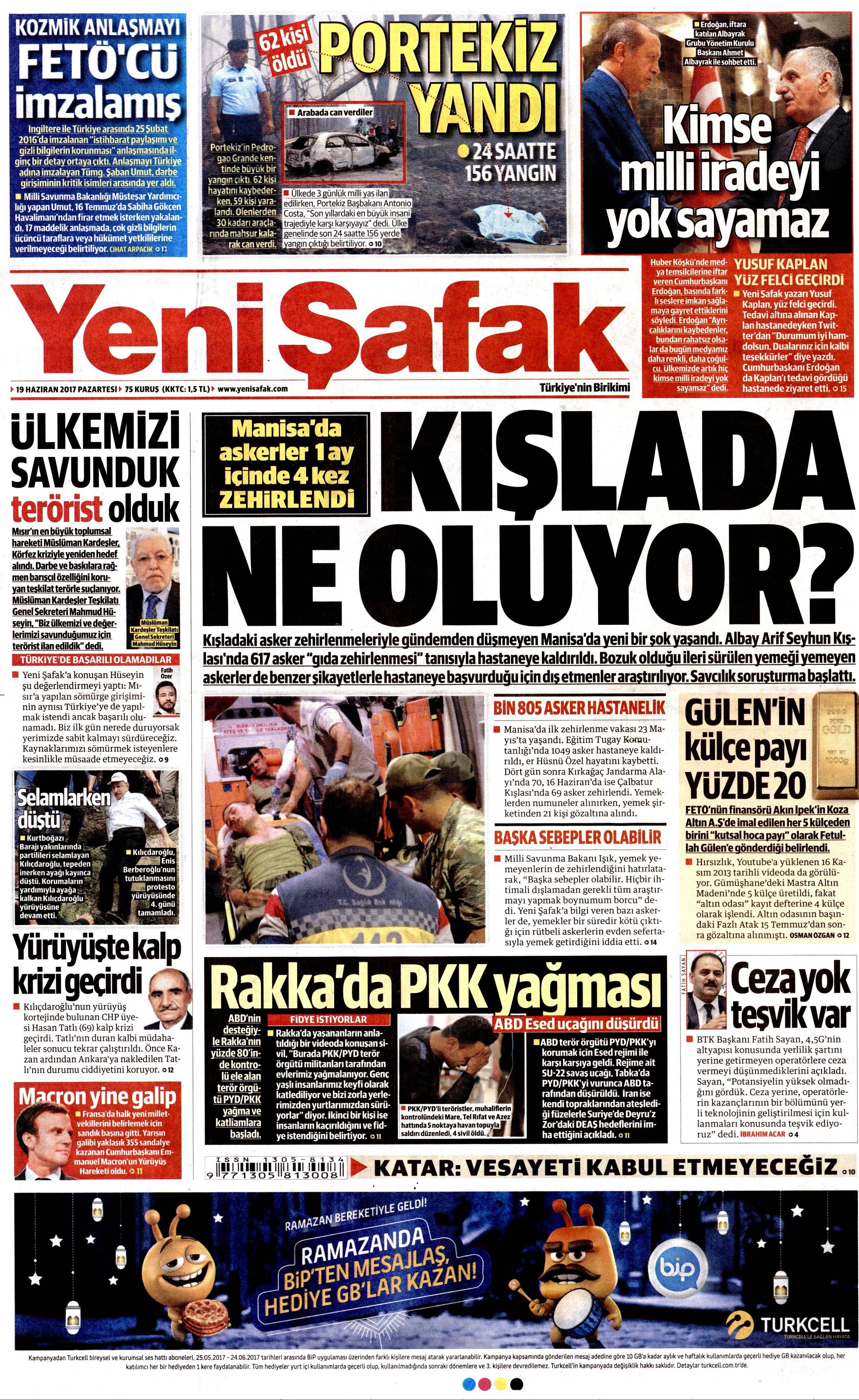 19 Haziran 2017 Pazartesi gazete manşetleri - 29