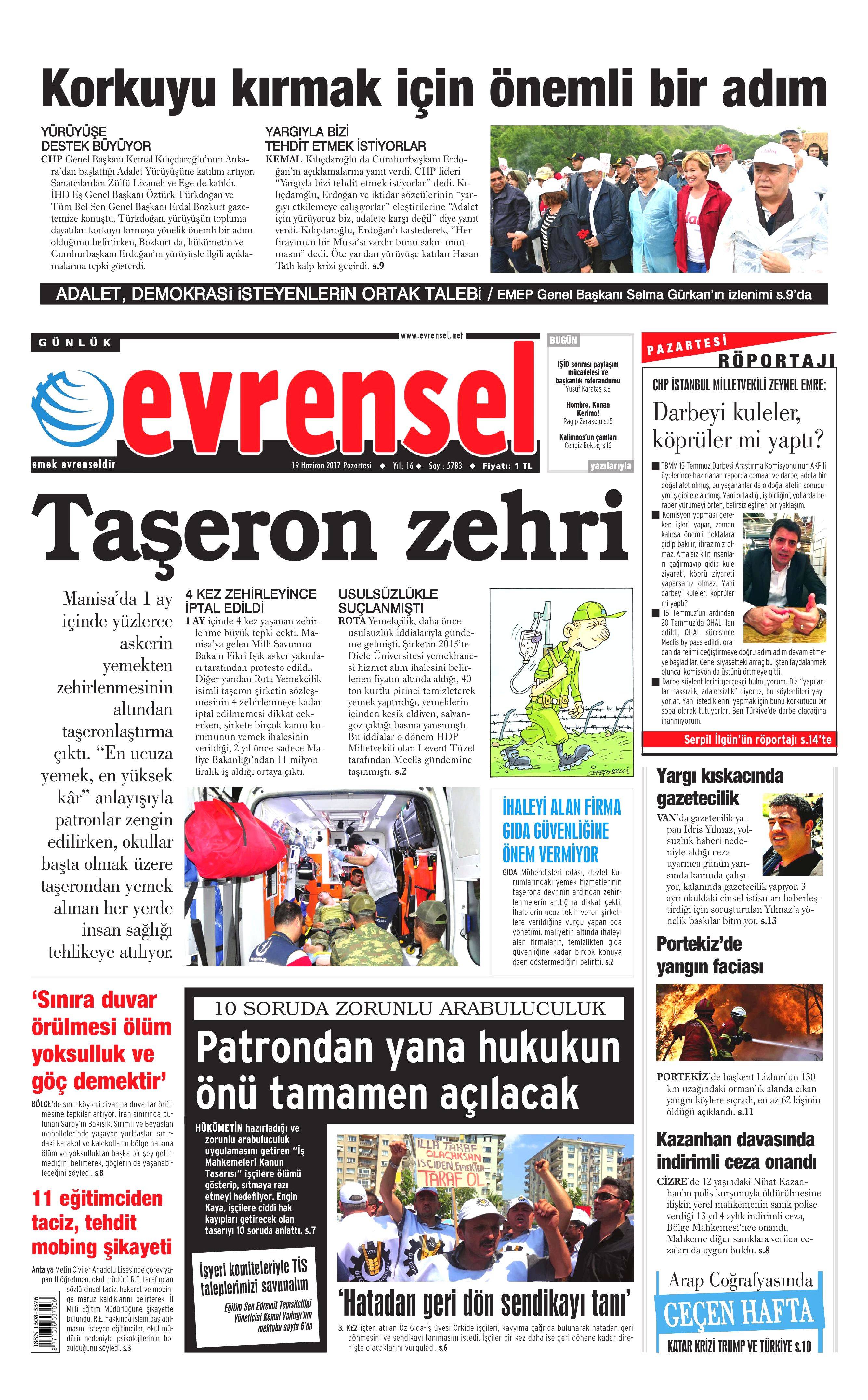 19 Haziran 2017 Pazartesi gazete manşetleri - 7