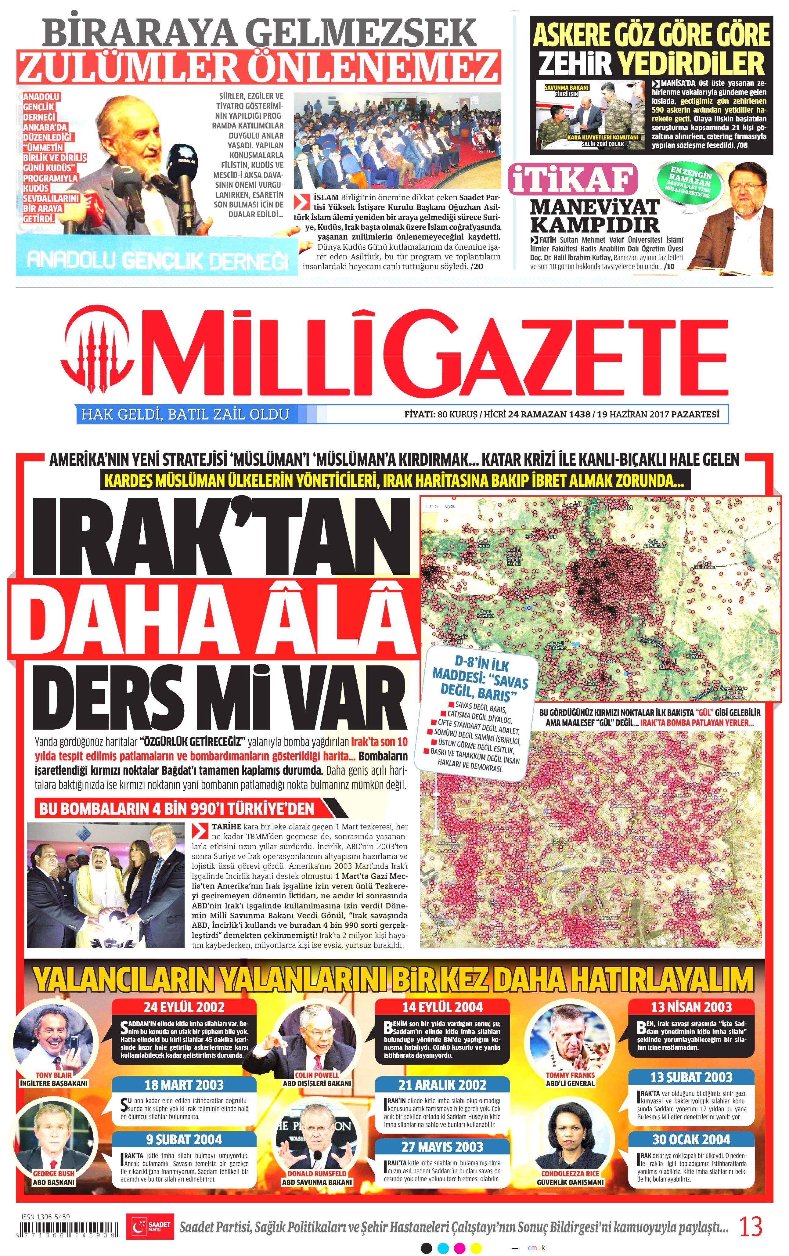 19 Haziran 2017 Pazartesi gazete manşetleri - 14