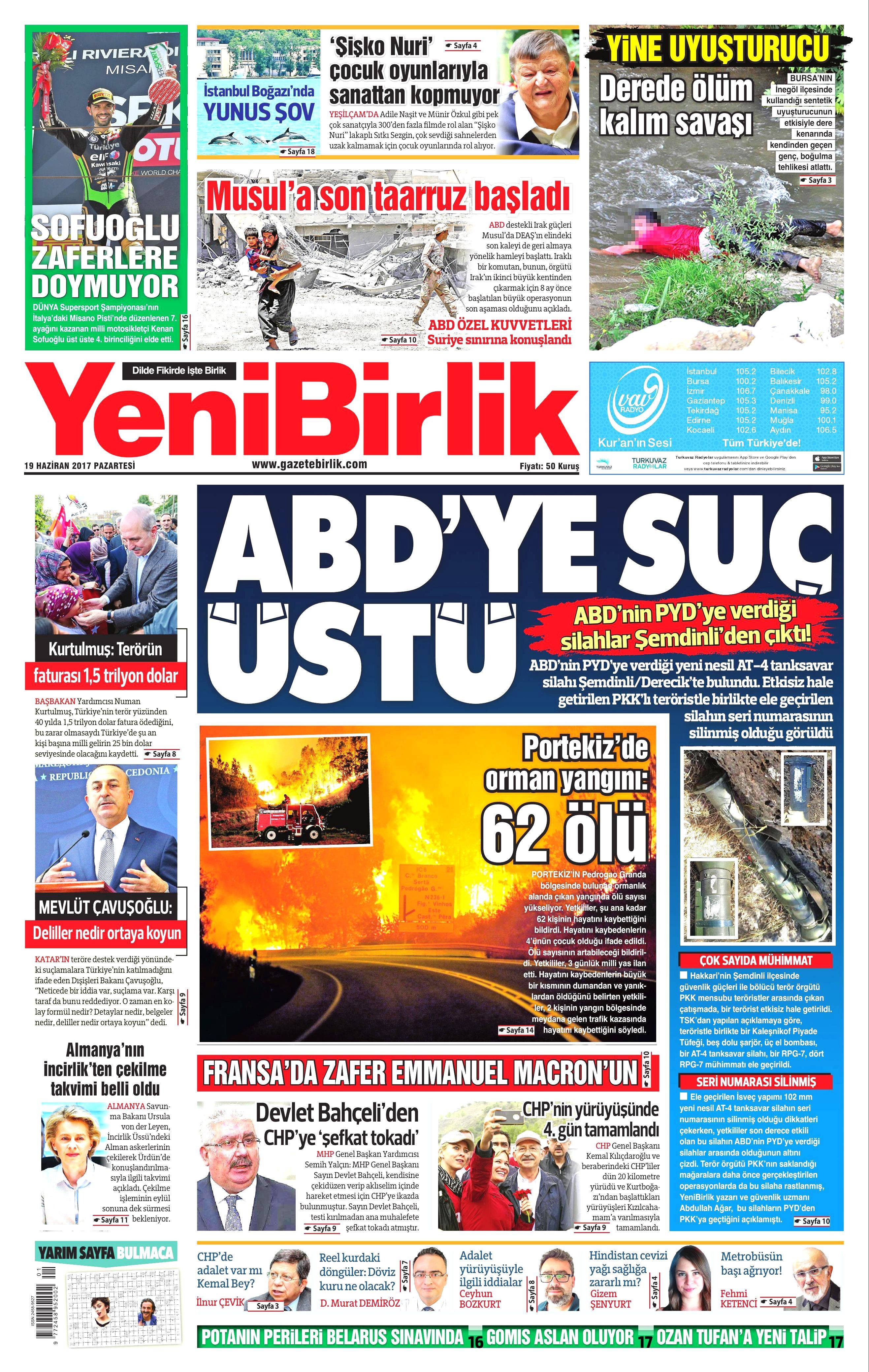 19 Haziran 2017 Pazartesi gazete manşetleri - 25