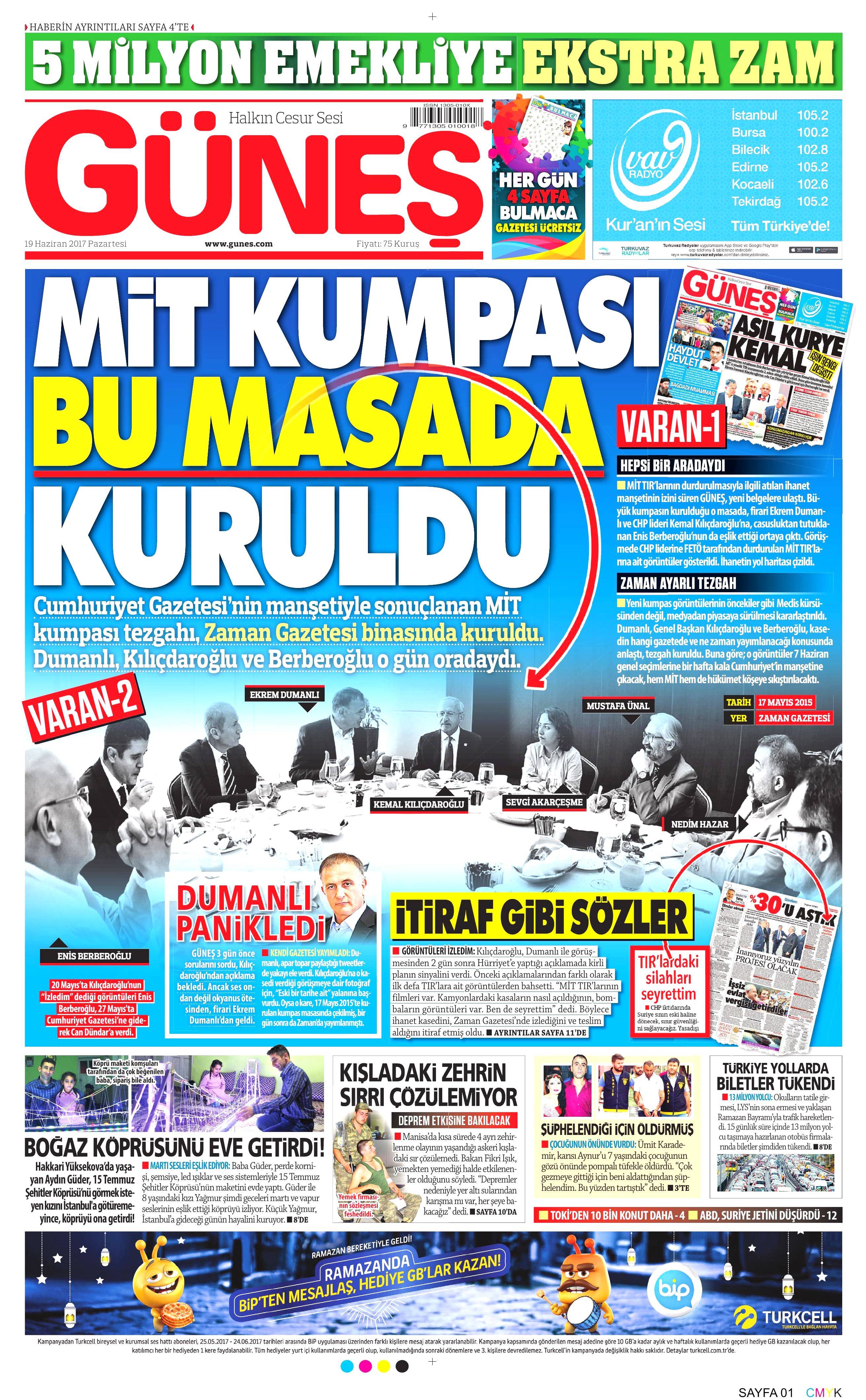 19 Haziran 2017 Pazartesi gazete manşetleri - 8