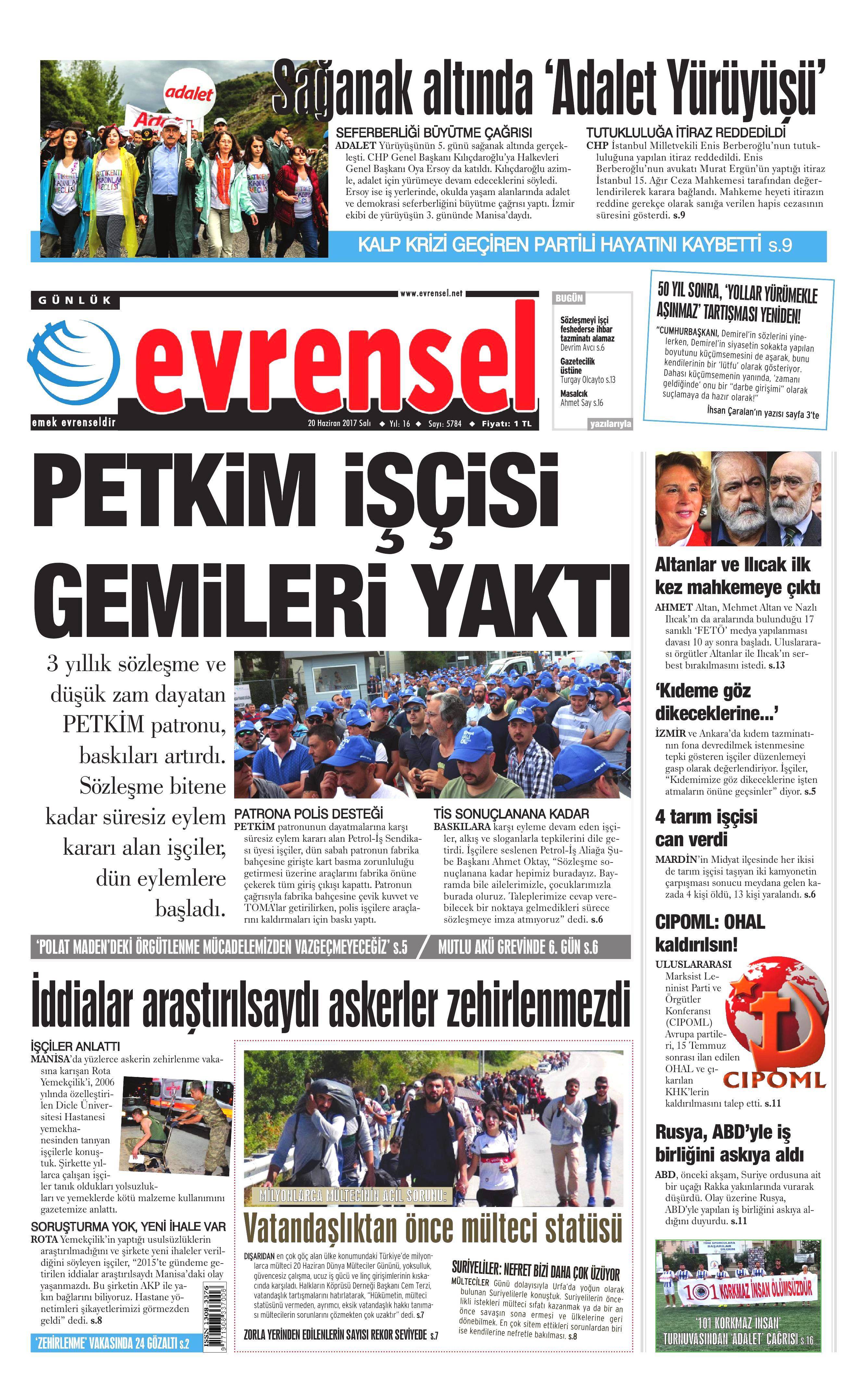 20 Haziran 2017 Salı gazete manşetleri - 7