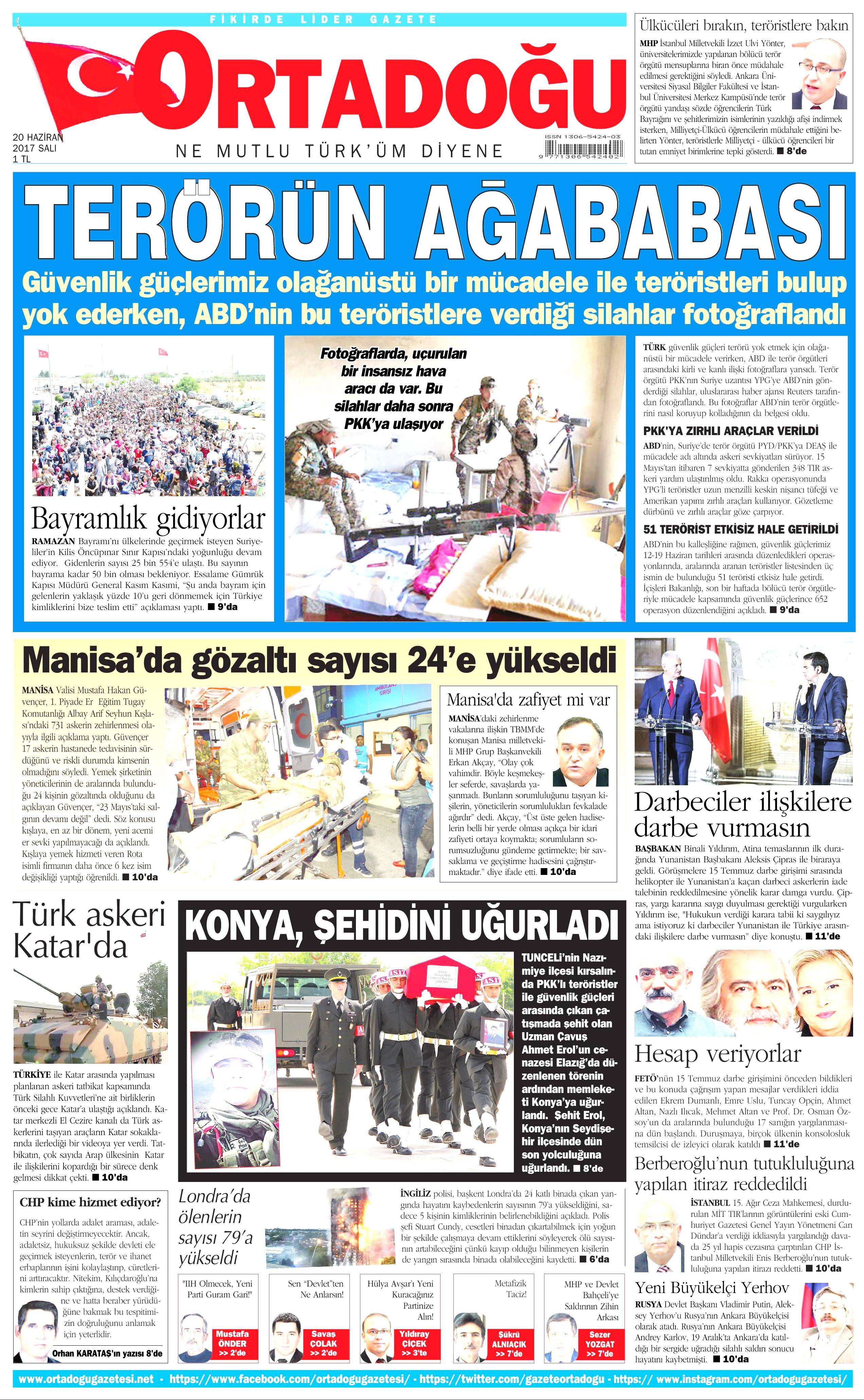 20 Haziran 2017 Salı gazete manşetleri - 16