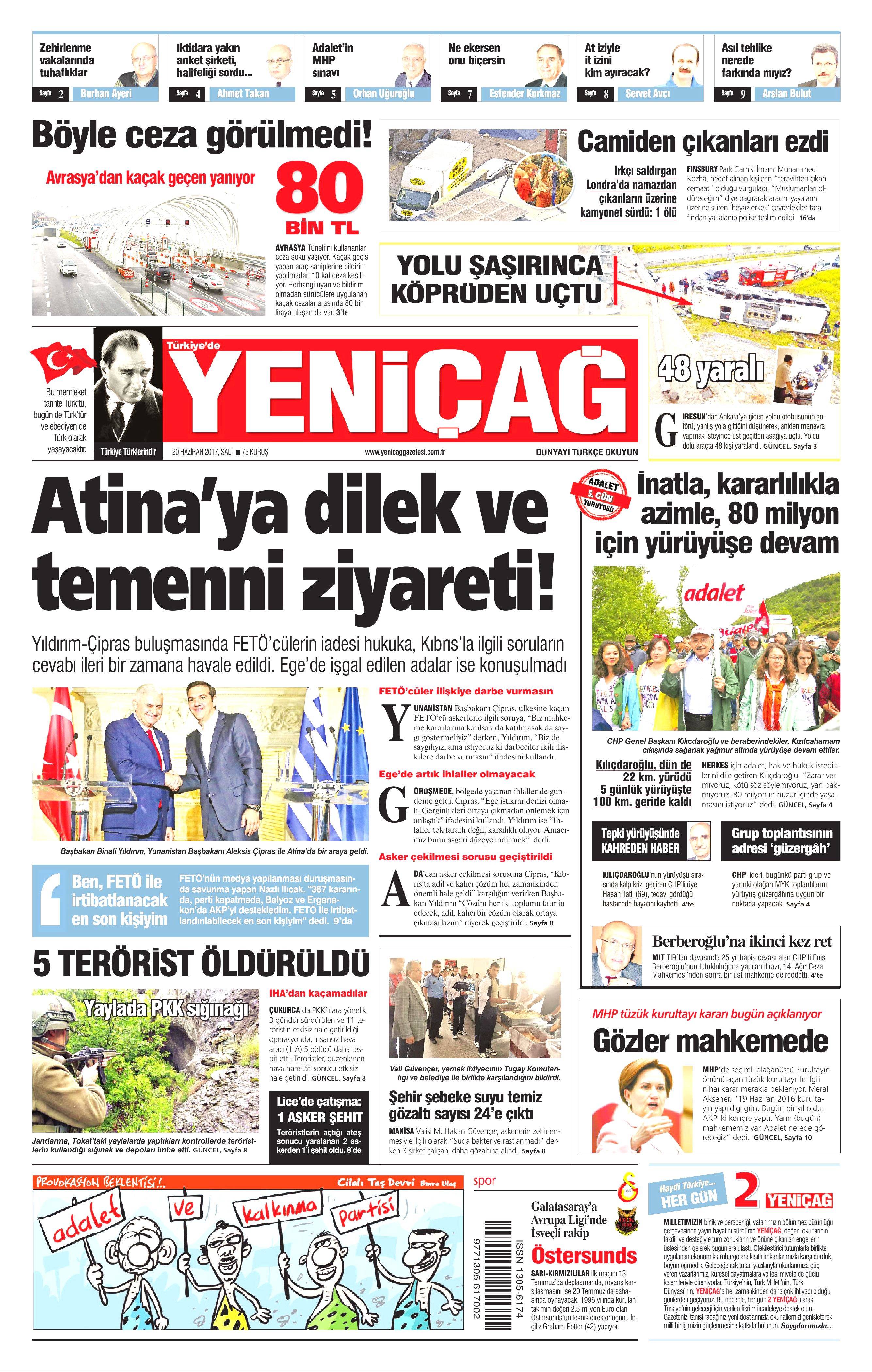 20 Haziran 2017 Salı gazete manşetleri - 26