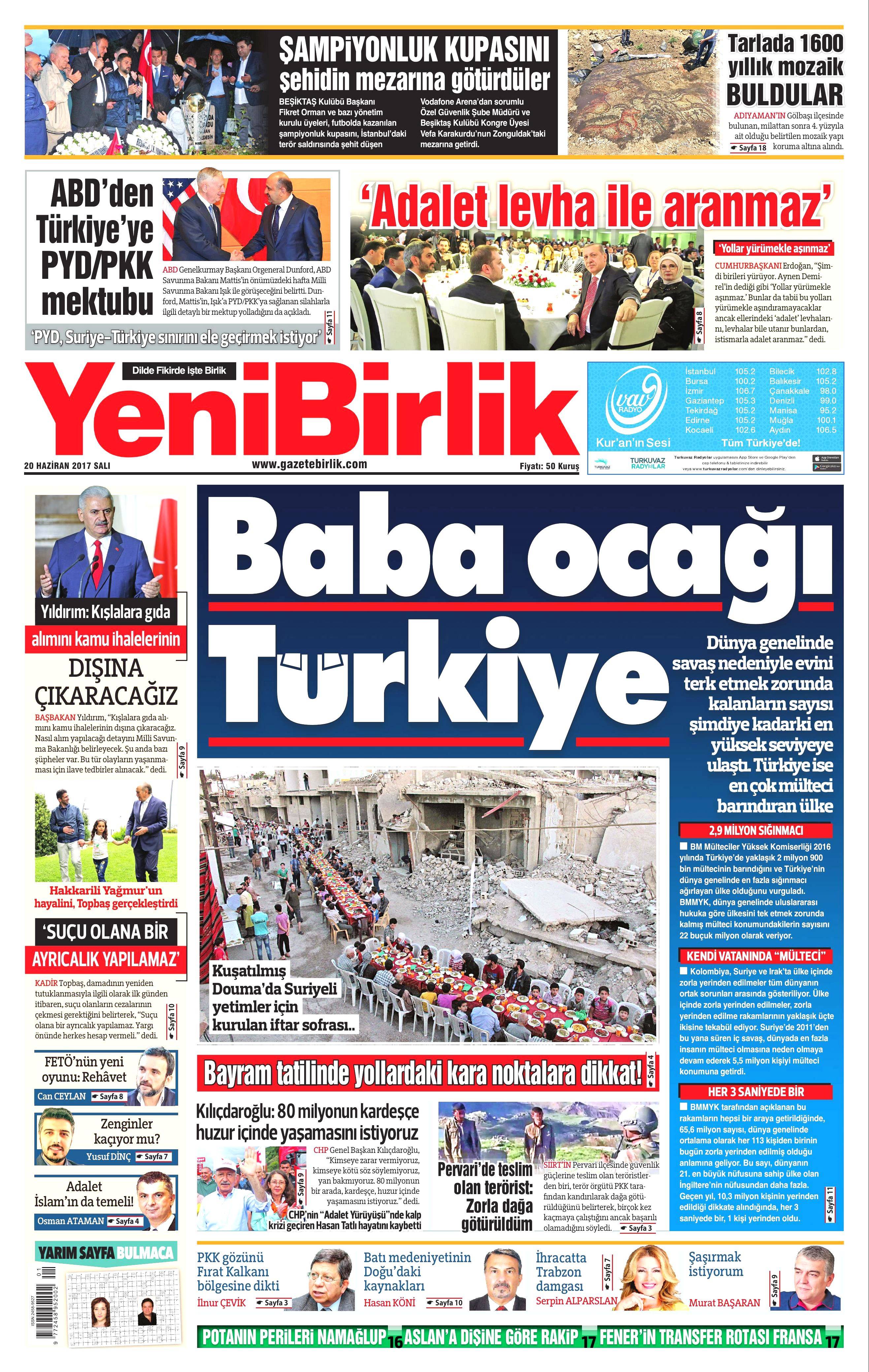 20 Haziran 2017 Salı gazete manşetleri - 25