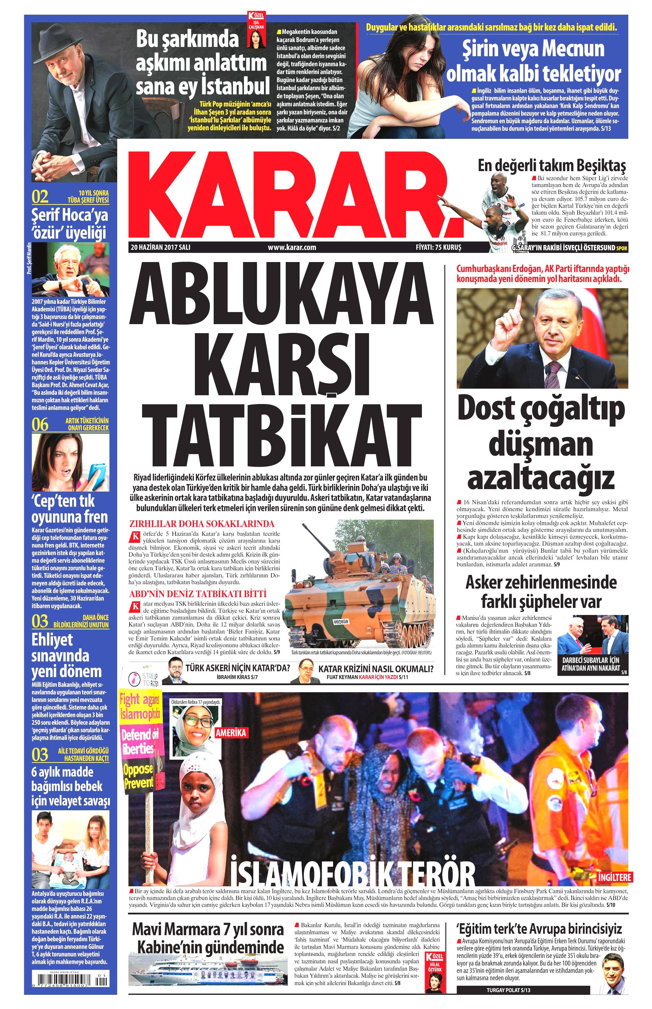 20 Haziran 2017 Salı gazete manşetleri - 12