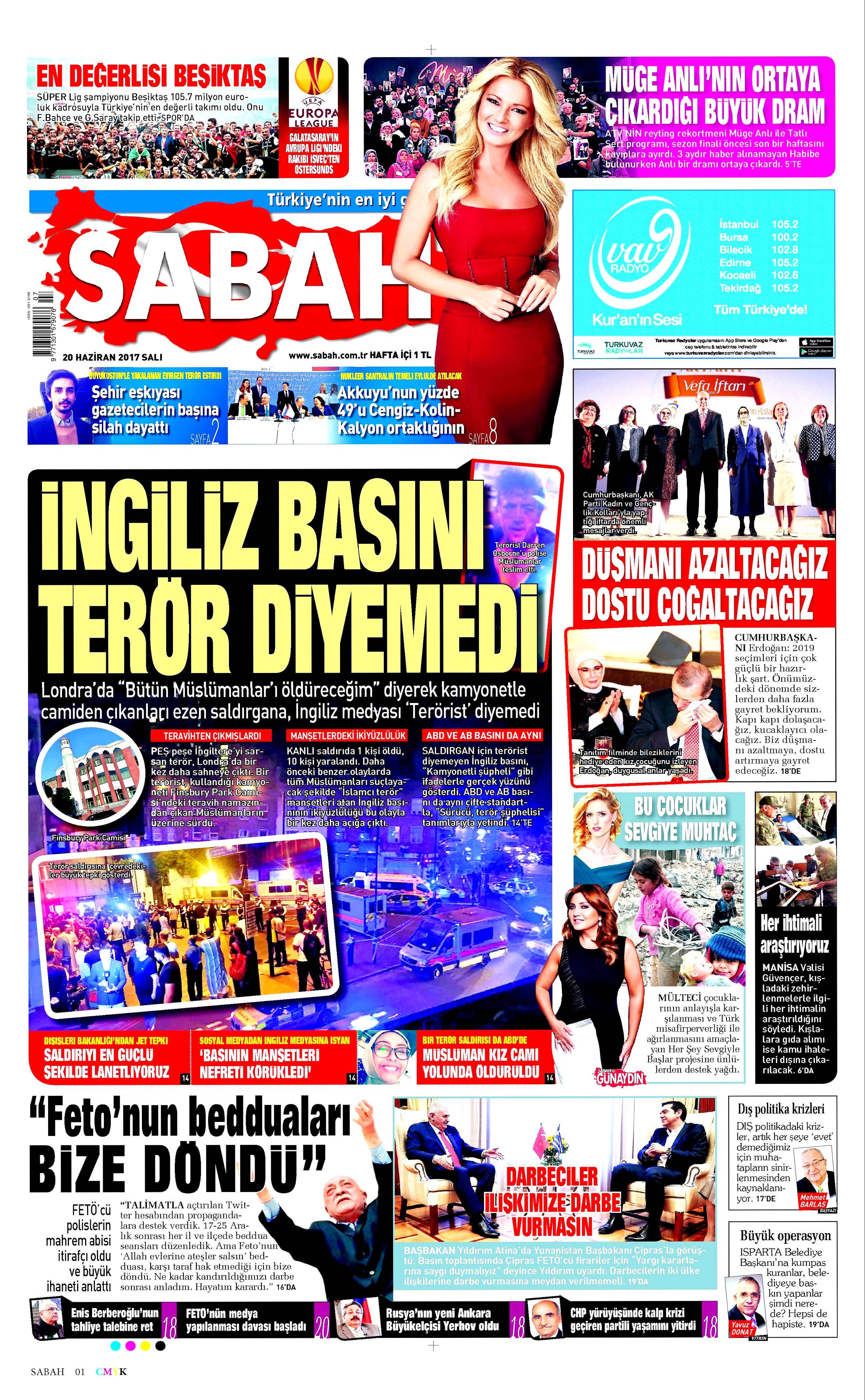 20 Haziran 2017 Salı gazete manşetleri - 18