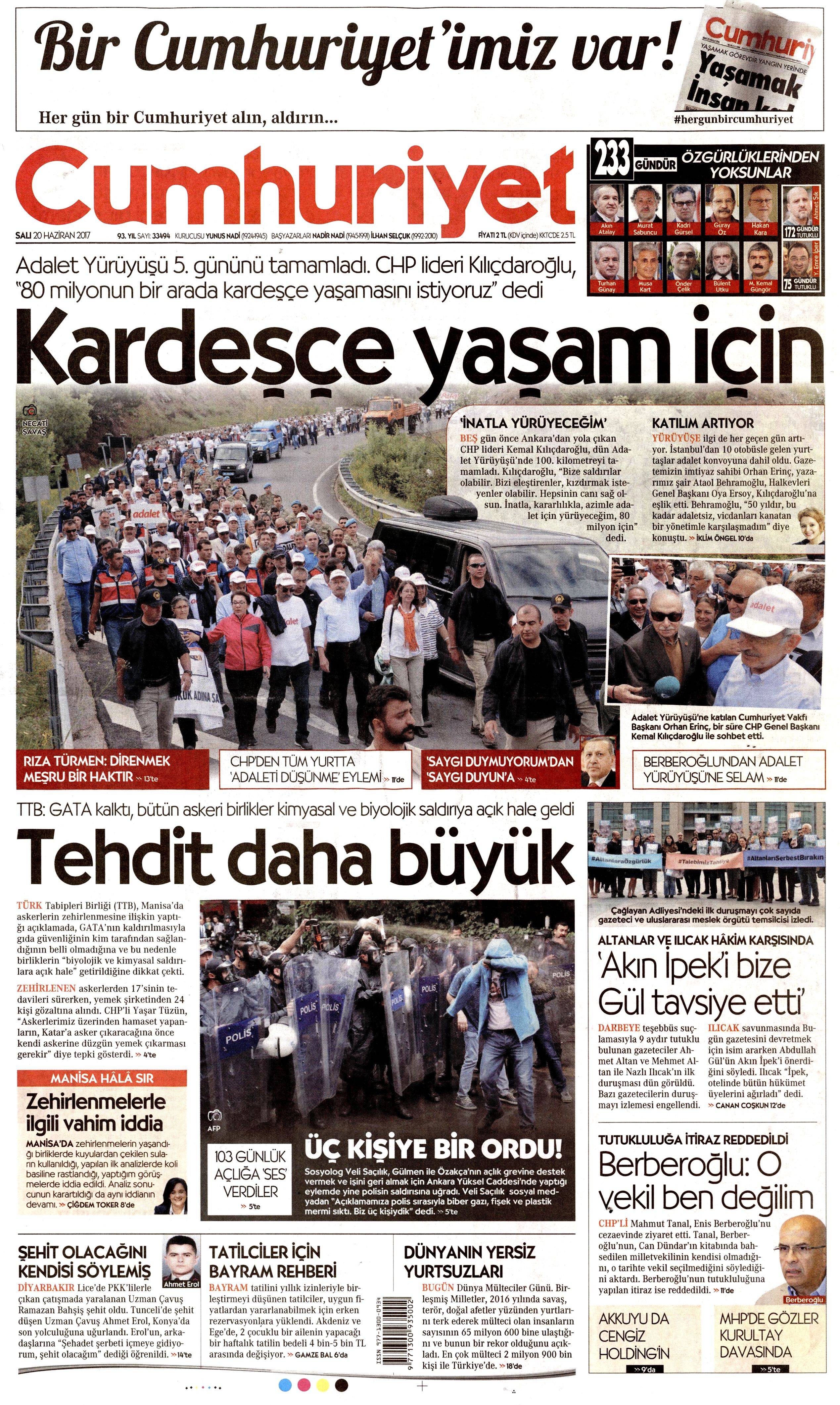 20 Haziran 2017 Salı gazete manşetleri - 5