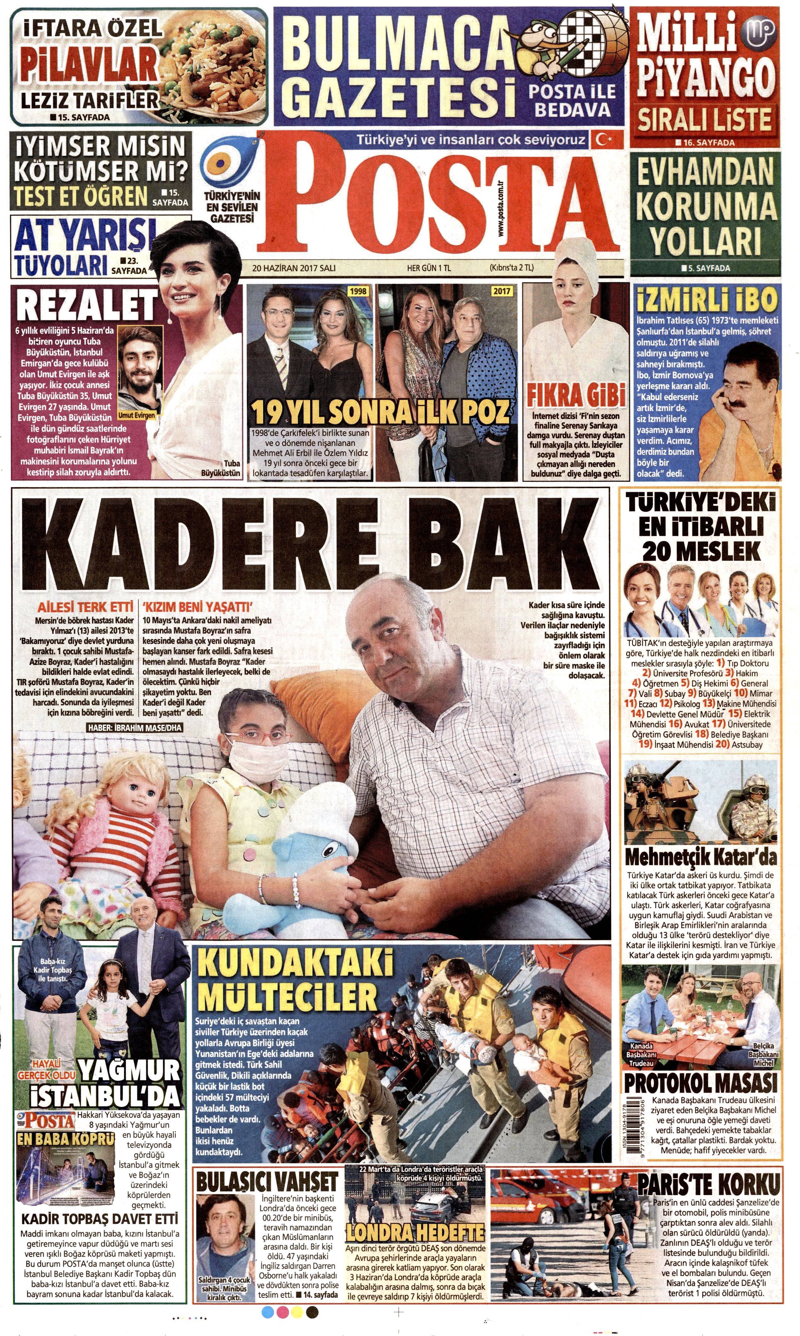 20 Haziran 2017 Salı gazete manşetleri - 17