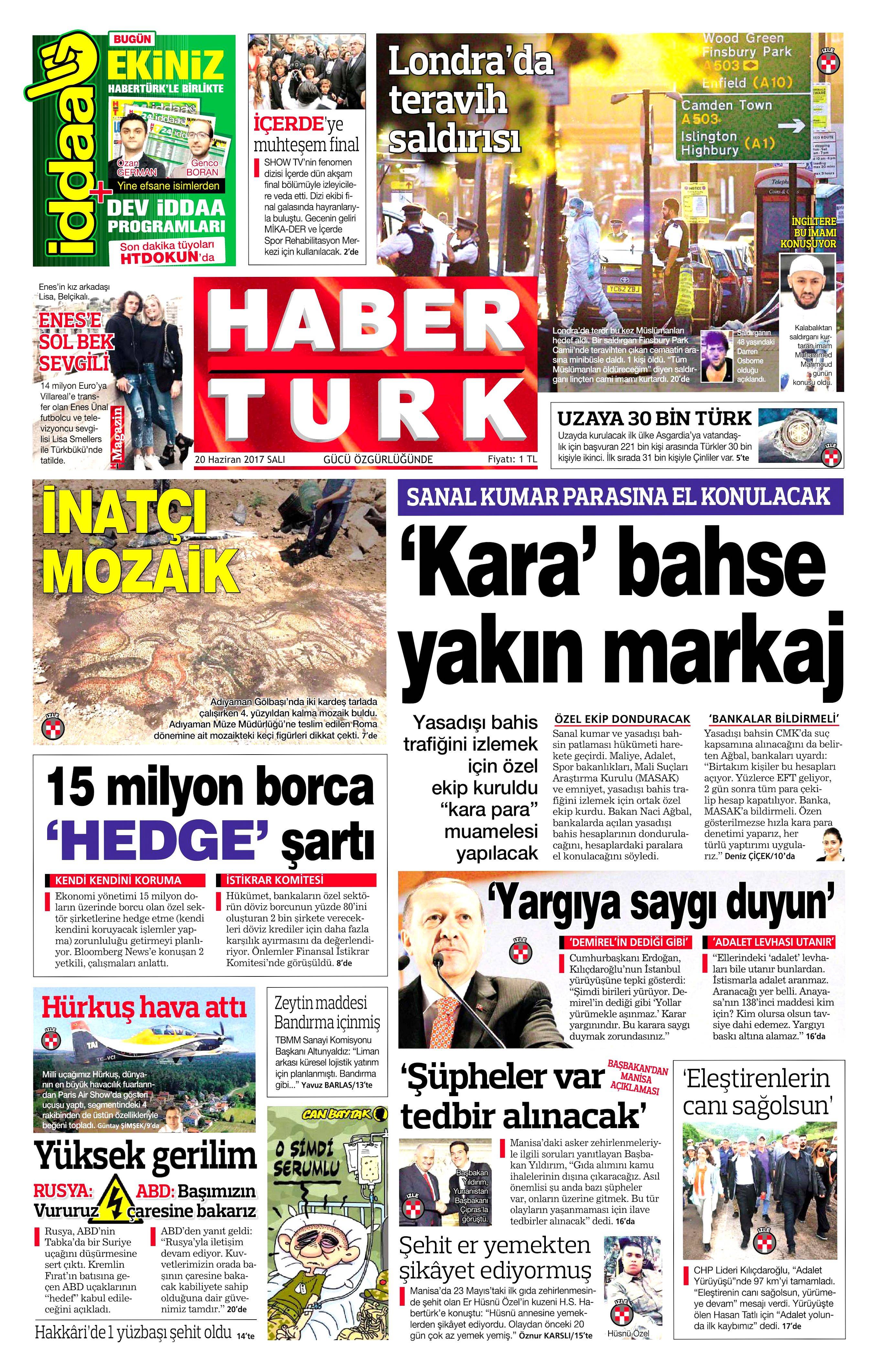 20 Haziran 2017 Salı gazete manşetleri - 9