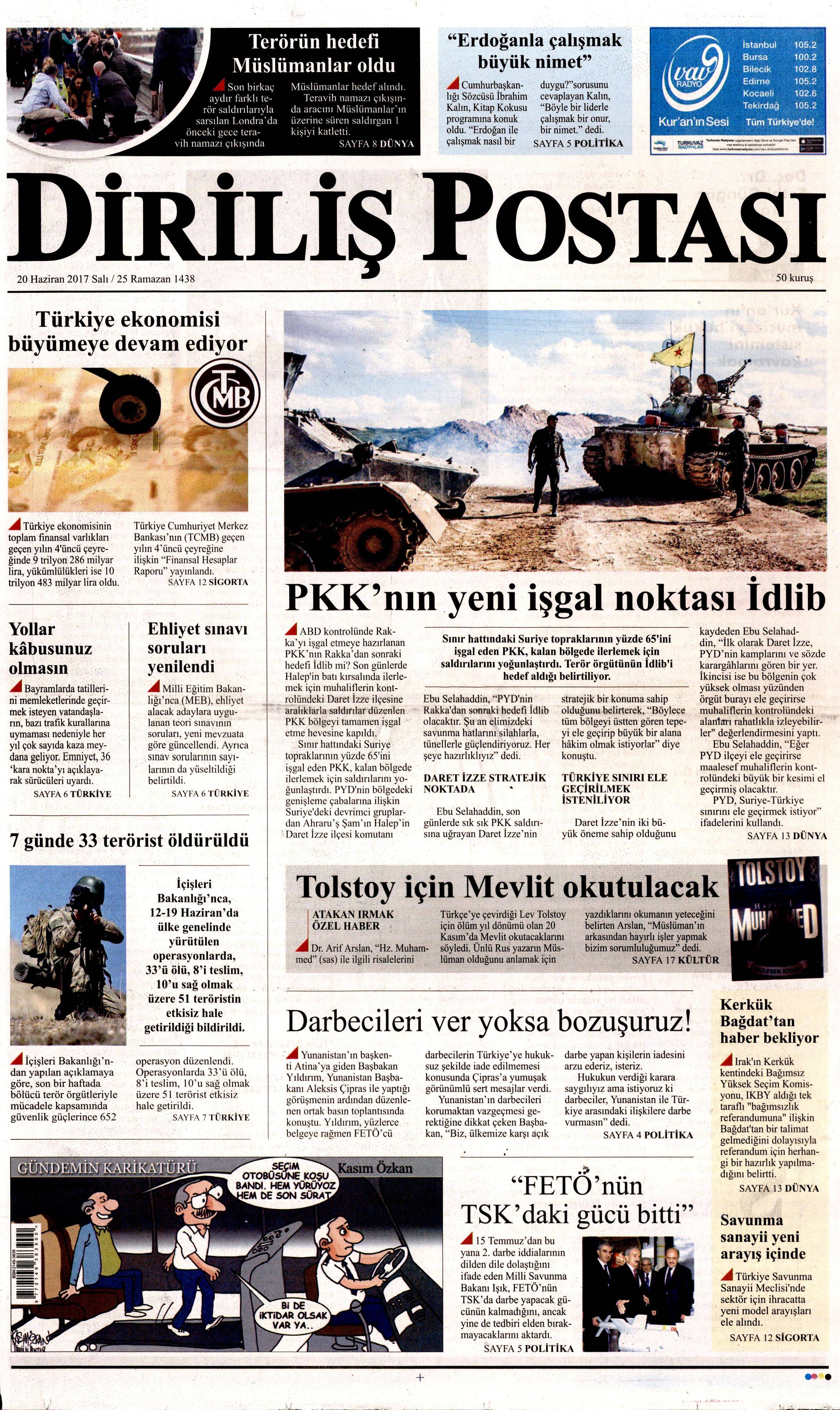 20 Haziran 2017 Salı gazete manşetleri - 6