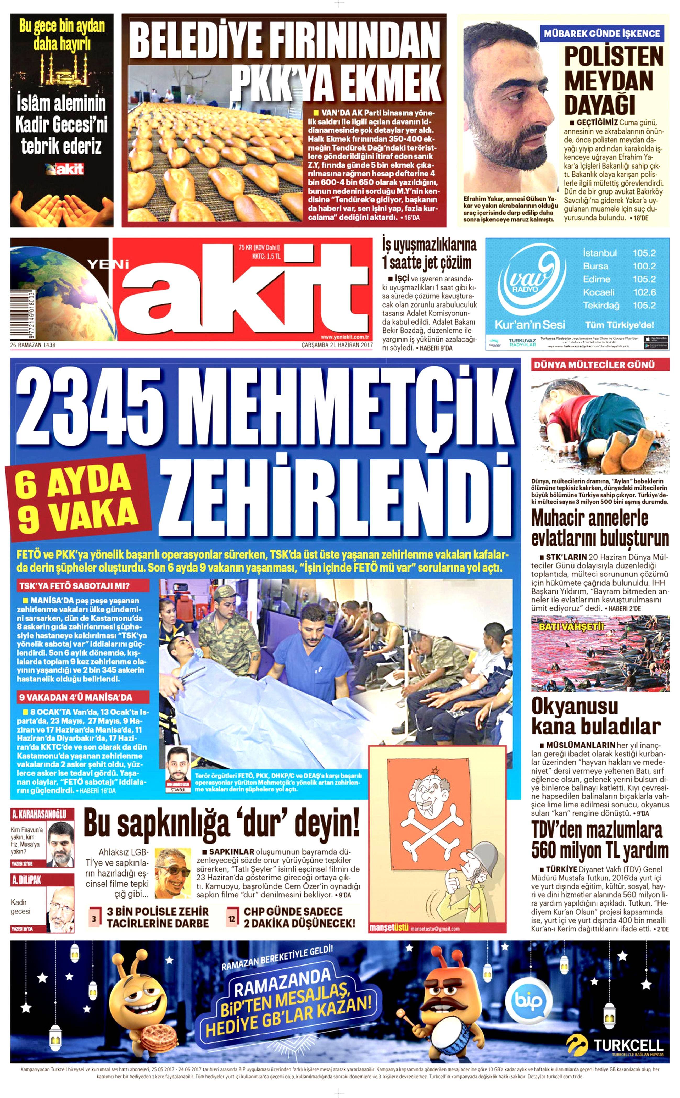 21 Haziran 2017 Çarşamba gazete manşetleri - 2
