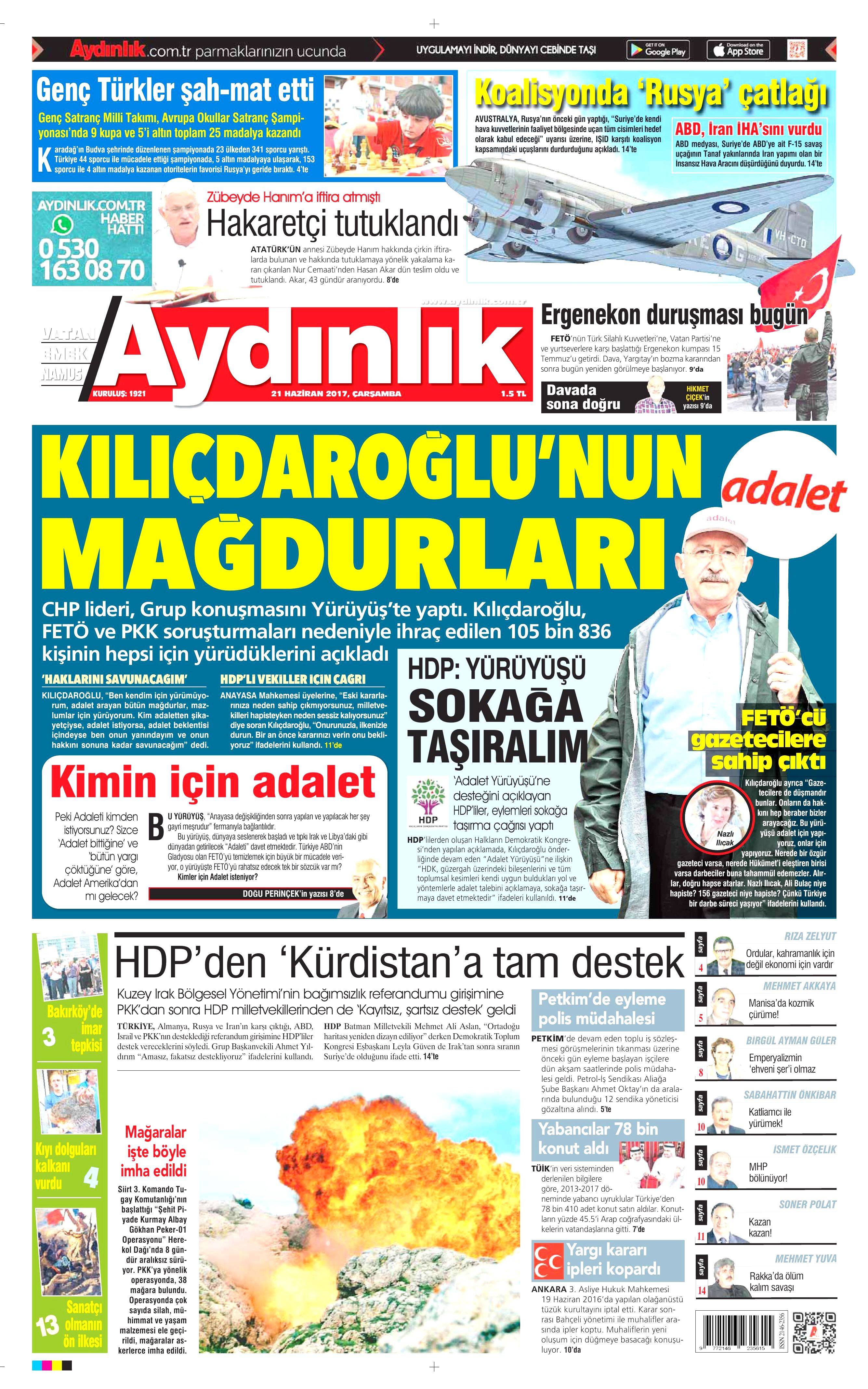 21 Haziran 2017 Çarşamba gazete manşetleri - 3