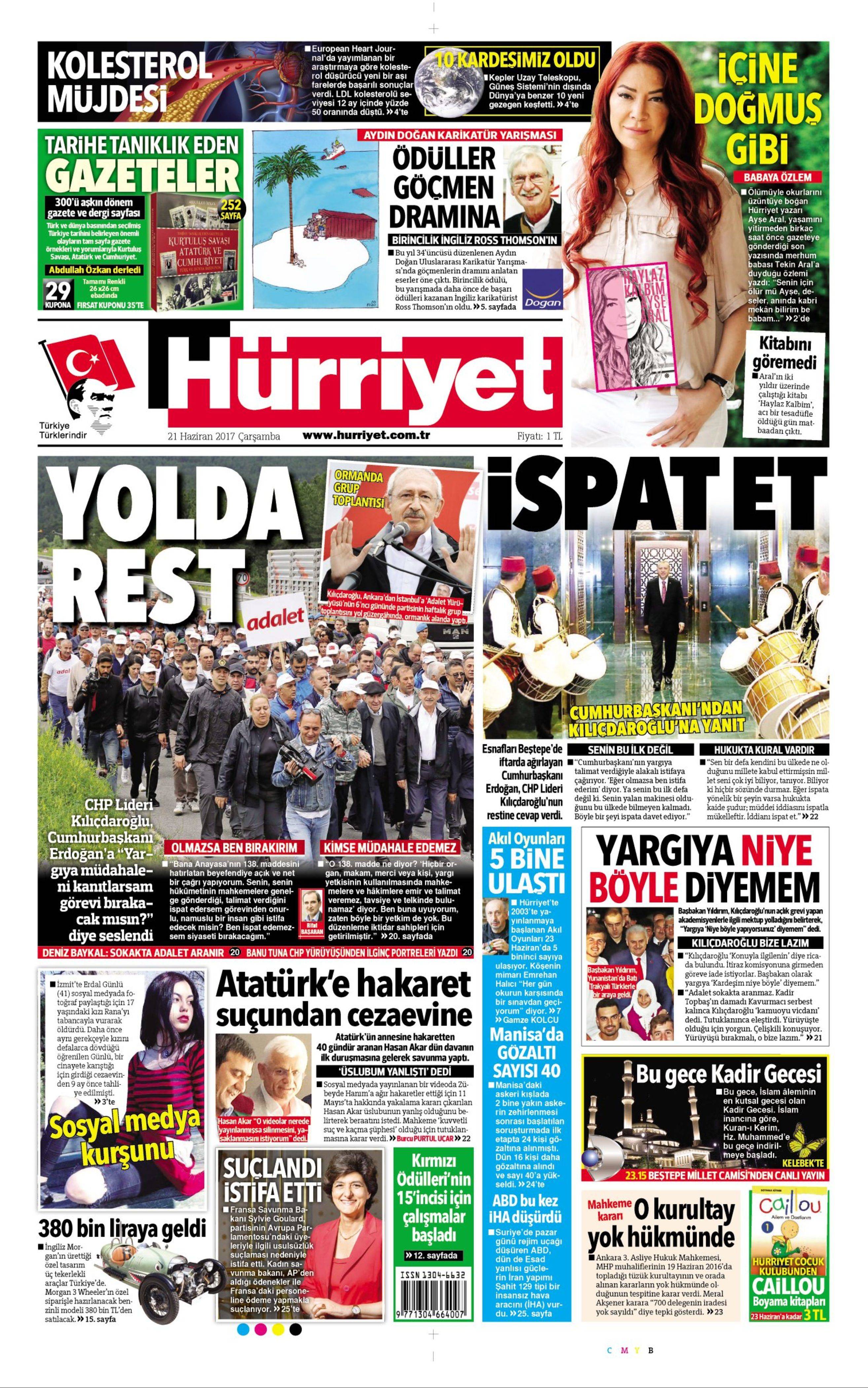 21 Haziran 2017 Çarşamba gazete manşetleri - 10