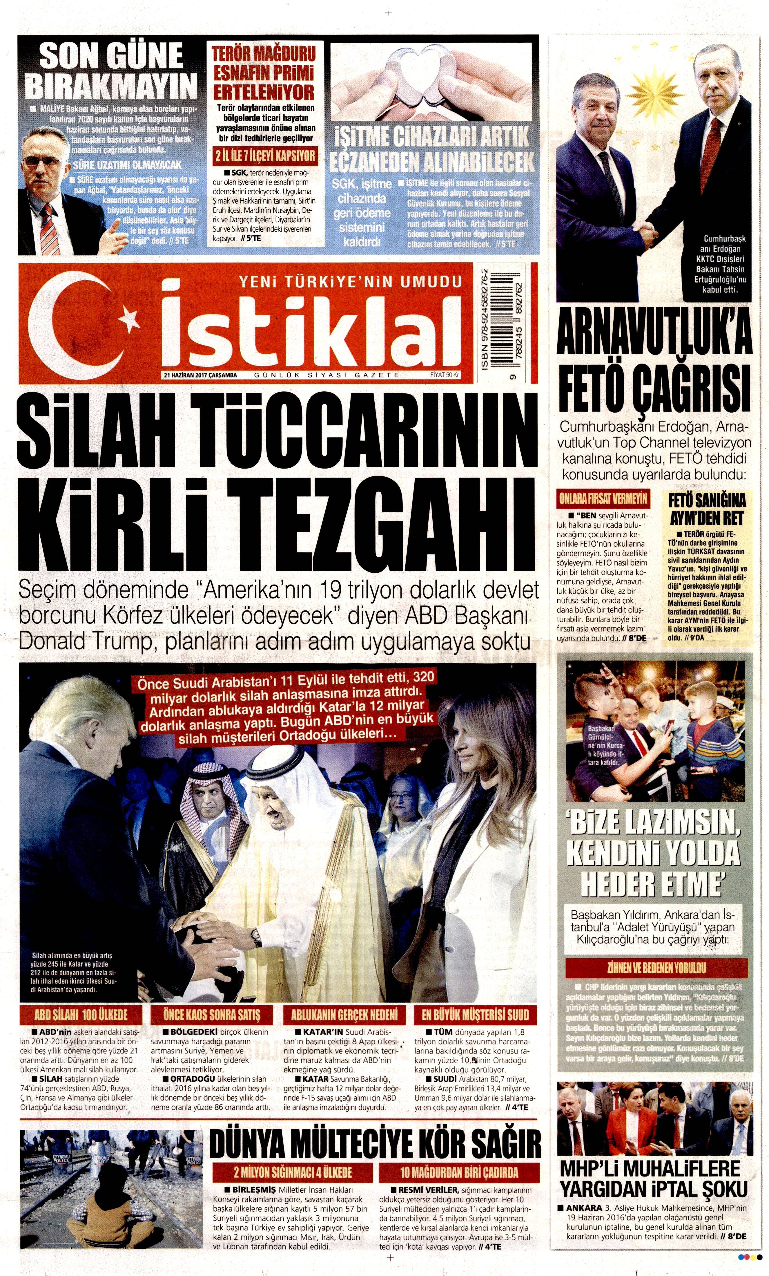 21 Haziran 2017 Çarşamba gazete manşetleri - 11