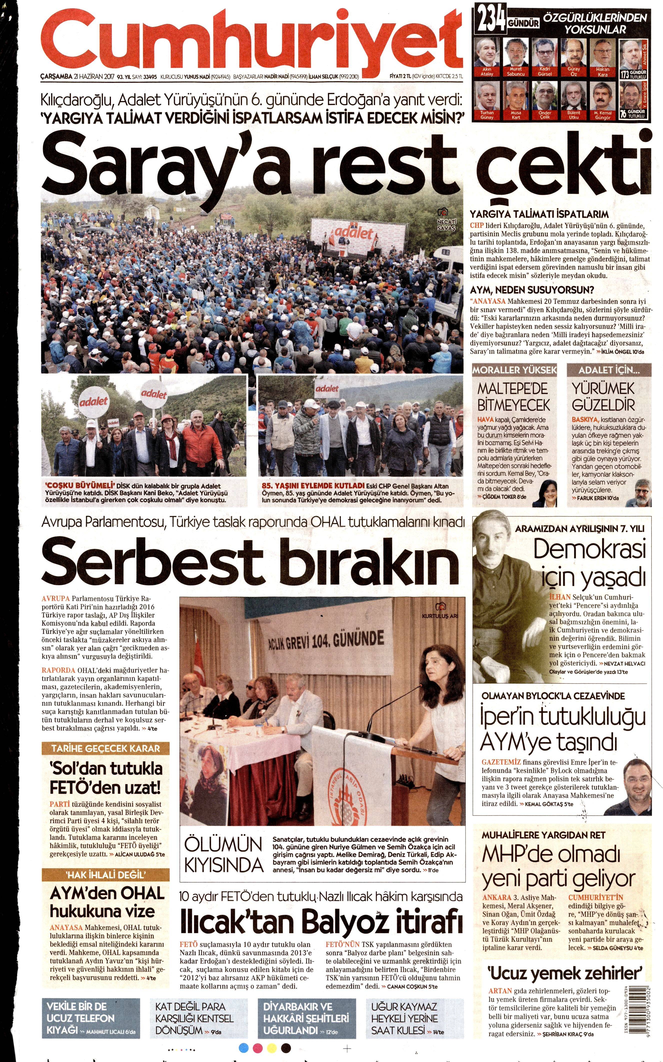 21 Haziran 2017 Çarşamba gazete manşetleri - 5