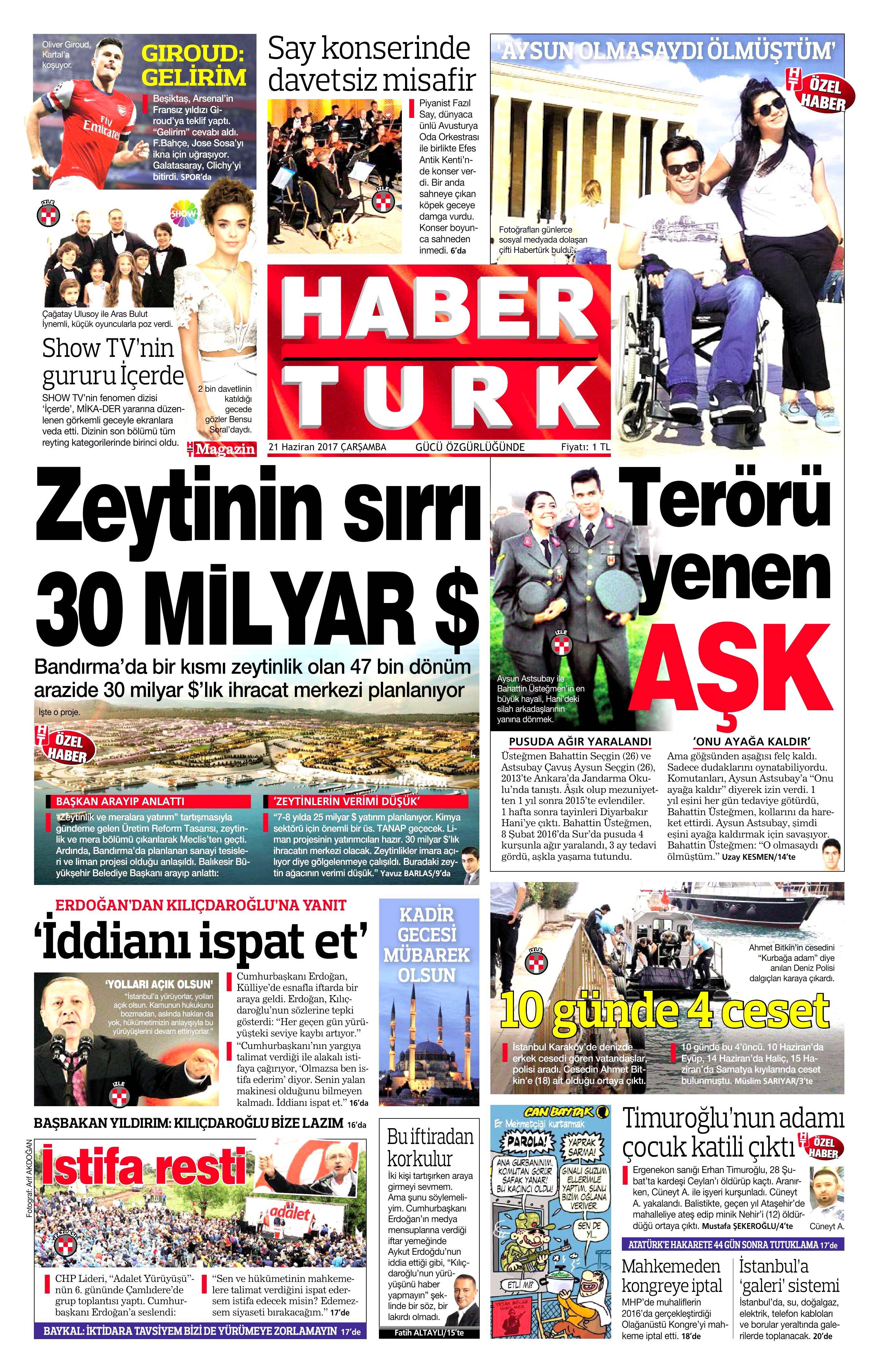 21 Haziran 2017 Çarşamba gazete manşetleri - 9