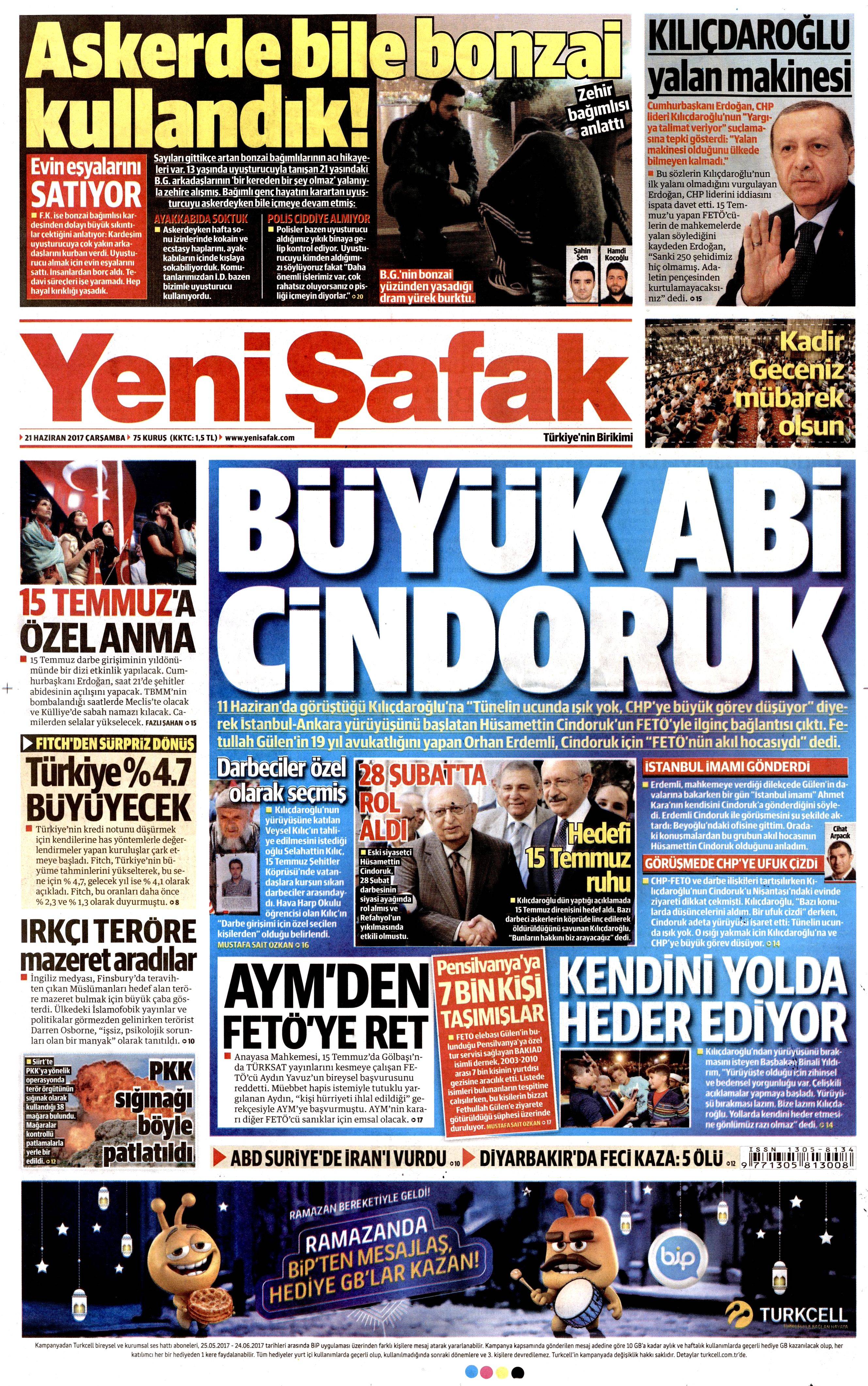 21 Haziran 2017 Çarşamba gazete manşetleri - 29