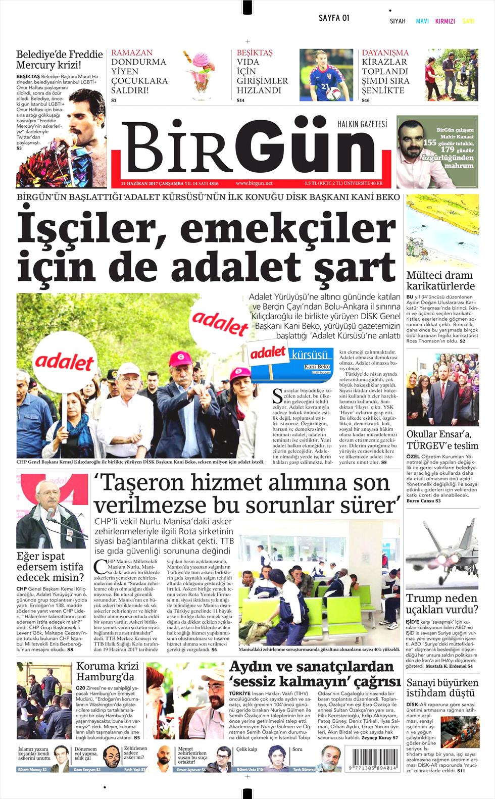 21 Haziran 2017 Çarşamba gazete manşetleri - 4