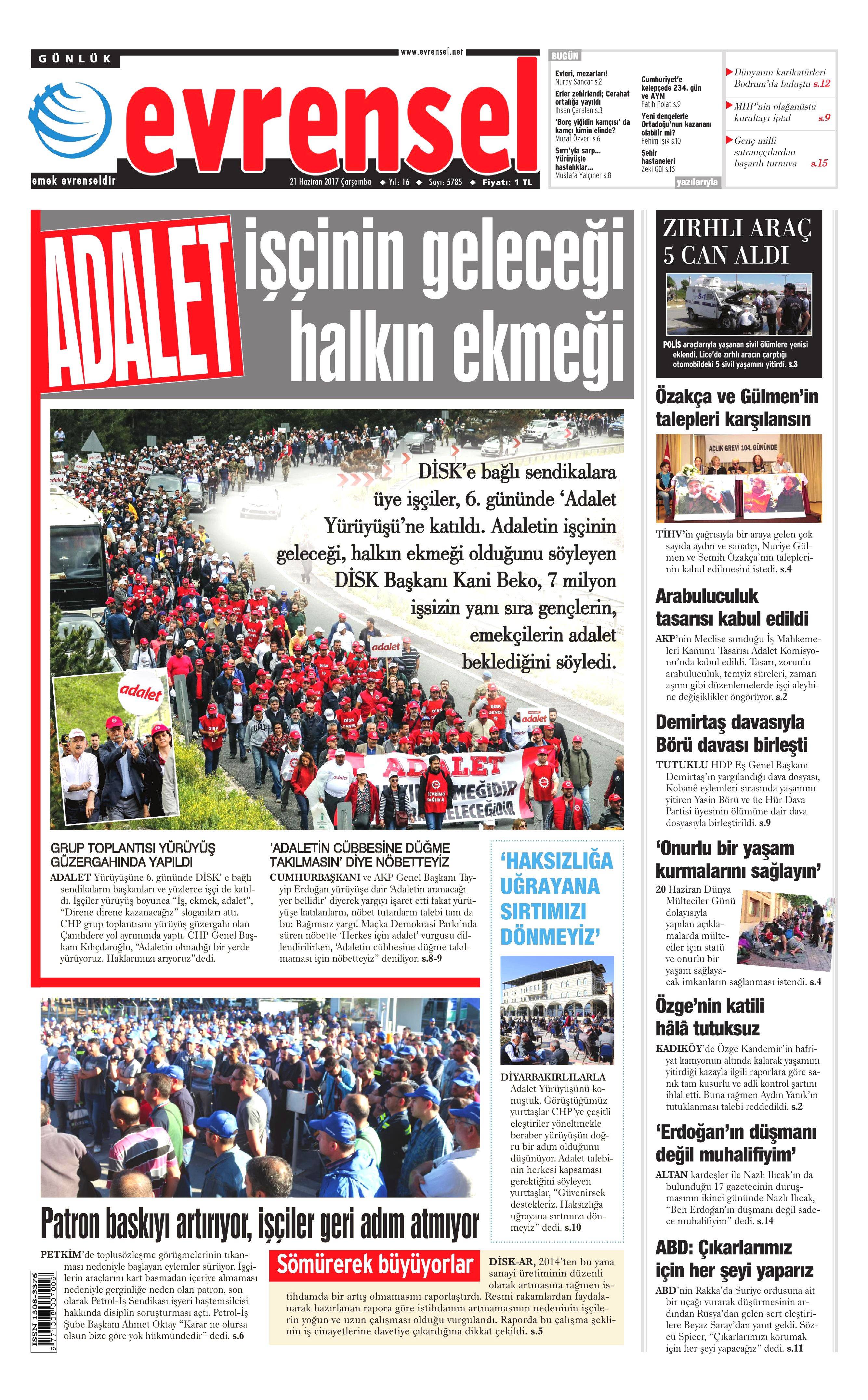 21 Haziran 2017 Çarşamba gazete manşetleri - 7