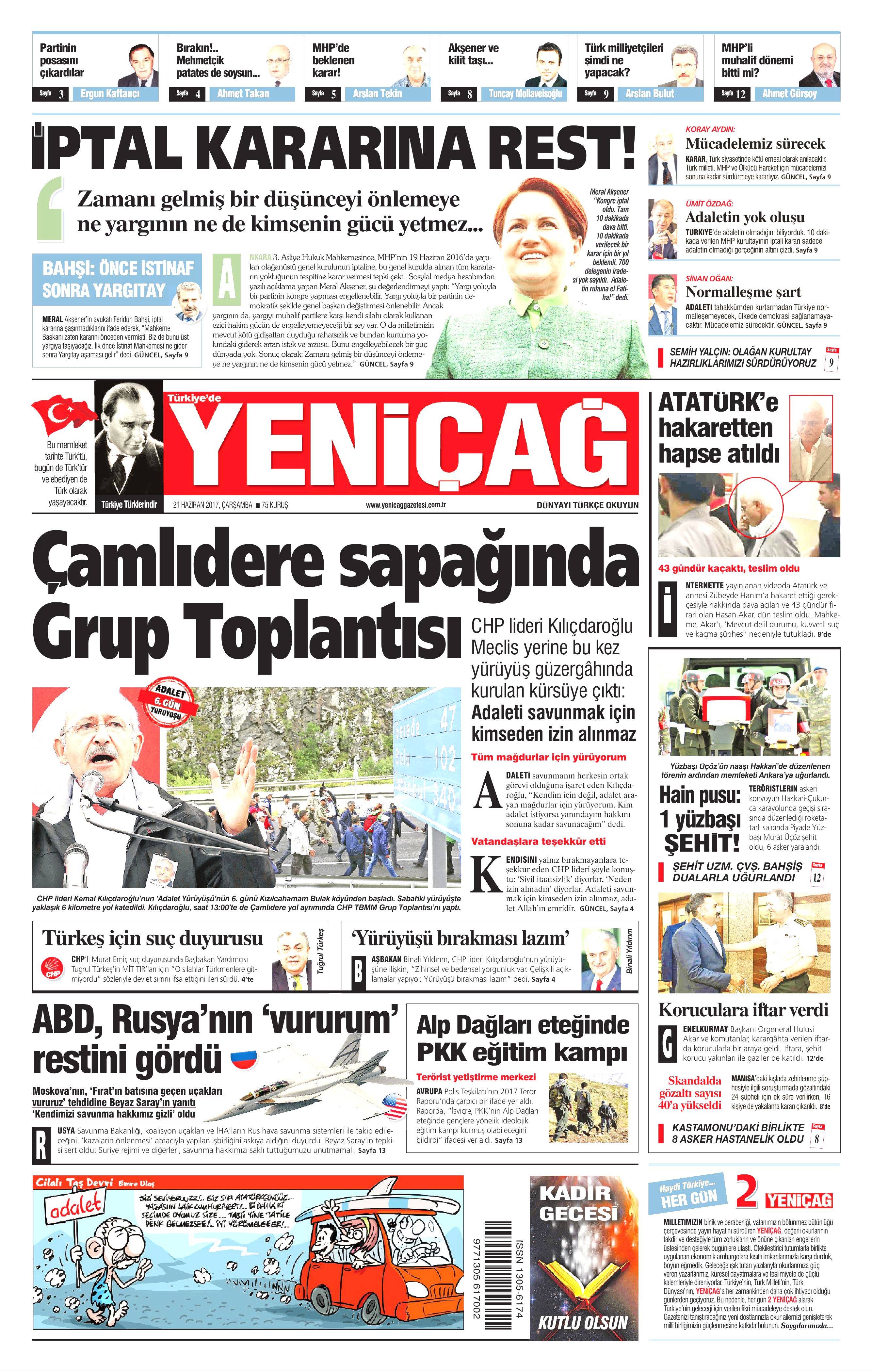 21 Haziran 2017 Çarşamba gazete manşetleri - 26